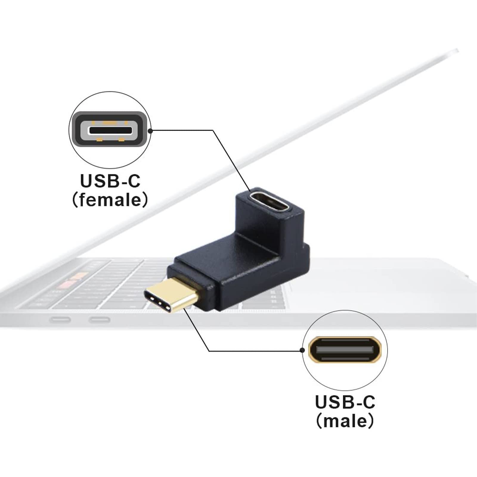 CableCreation USB C Extension Adapter - 90 Degree Up & Down Angle USB 3.1 Type C Male to Female Converter (3A/10Gbps) - Compatible with MacBook Pro/Air, iPad Pro, Samsung Galaxy - Perfect for Office, Travel & Home Charging Setup