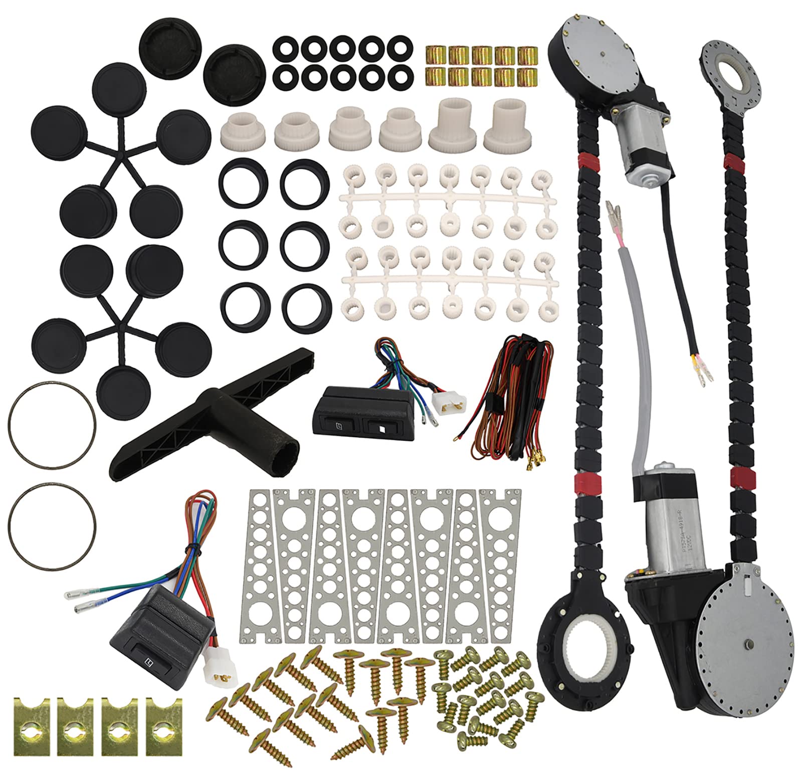 Universal Electric Power Window Conversion Kit - 2 Motors, 2 Switches & 3 Harness for 2-Door Pickup, SUV, Truck & Van | Easy DIY Installation | Perfect for Car Window Repair & Upgrade