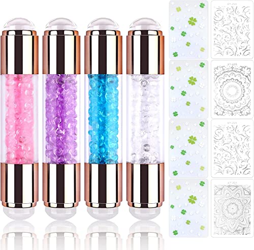 Clear & White Diamond Nail Double Stamper Set with 2 Scrapers - Jelly Stamper for Professional Nail Art Stamping - Perfect for DIY Manicure & Salon Nail Designs (Home Use, Gift for Nail Lovers)