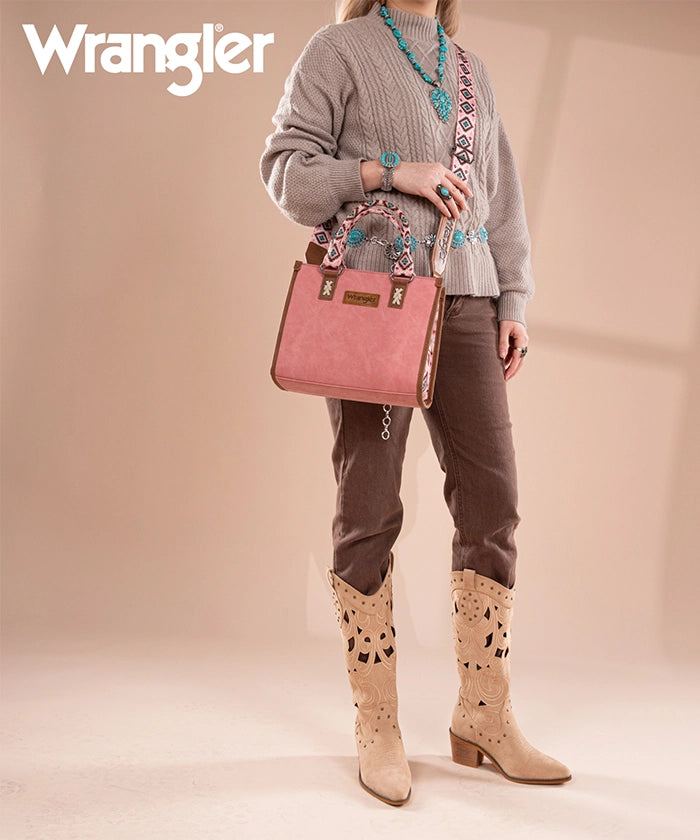 Wrangler Aztec Print Tote Bag for Women - Stylish & Durable Cotton Shoulder Bag - Perfect for Shopping, Beach, Work & Travel