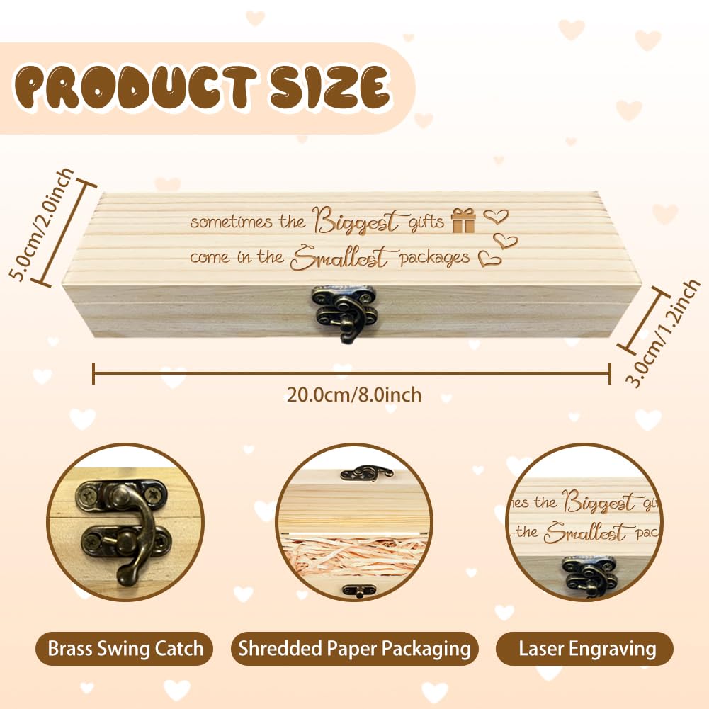 CHGCRAFT Wooden Pregnancy Announcement Gift Box - Laser Engraved Keepsake for Positive Pregnancy Test - Surprise Husband, Grandparents & Parents - 8x2x1.2 Inch with Raffia Ribbon - Perfect for Gender Reveal, Baby Shower & First-Time Parent Gifts