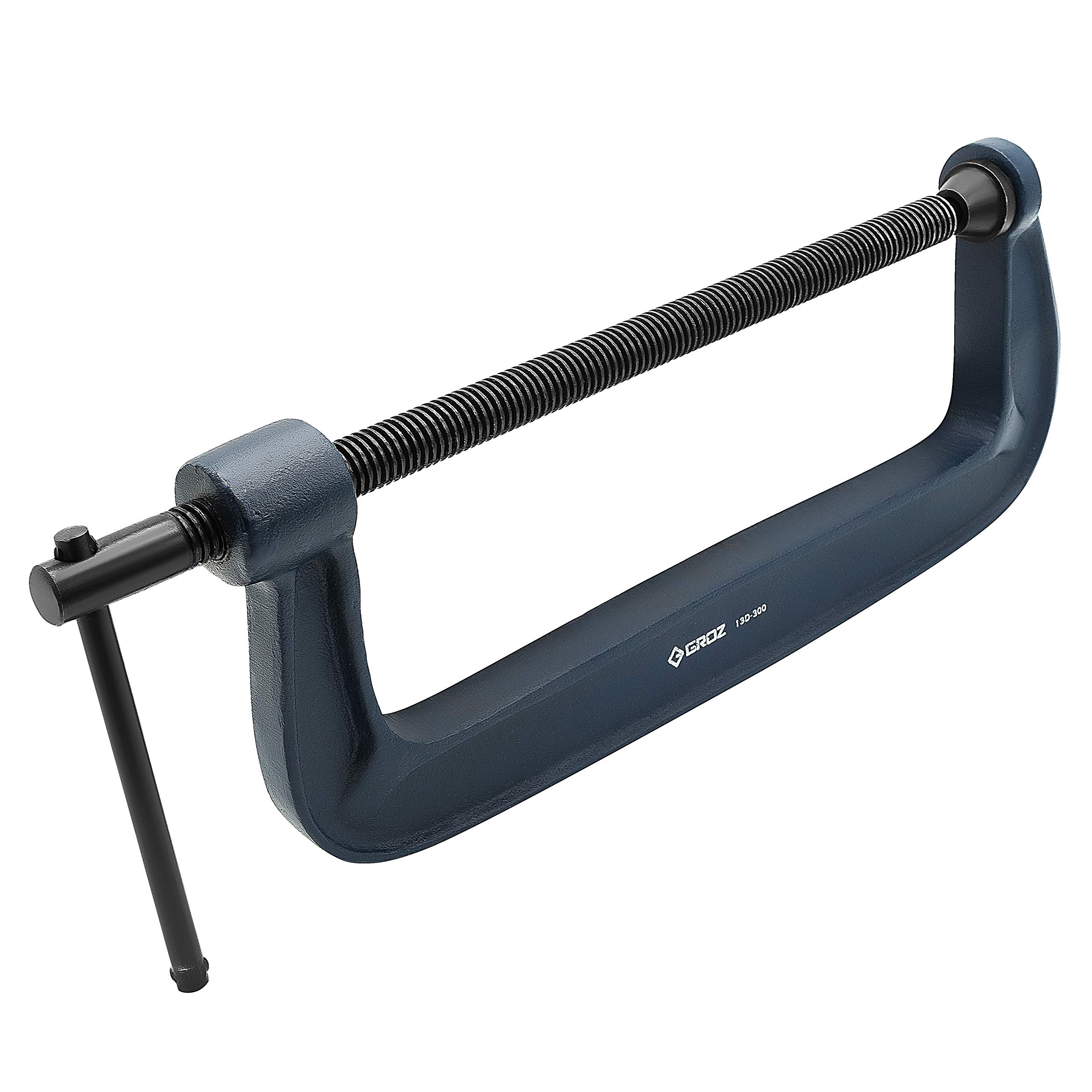 Groz 35805 12-Inch Heavy Duty Ductile Iron C-Clamp - Perfect for Woodworking, Metalworking, and DIY Projects