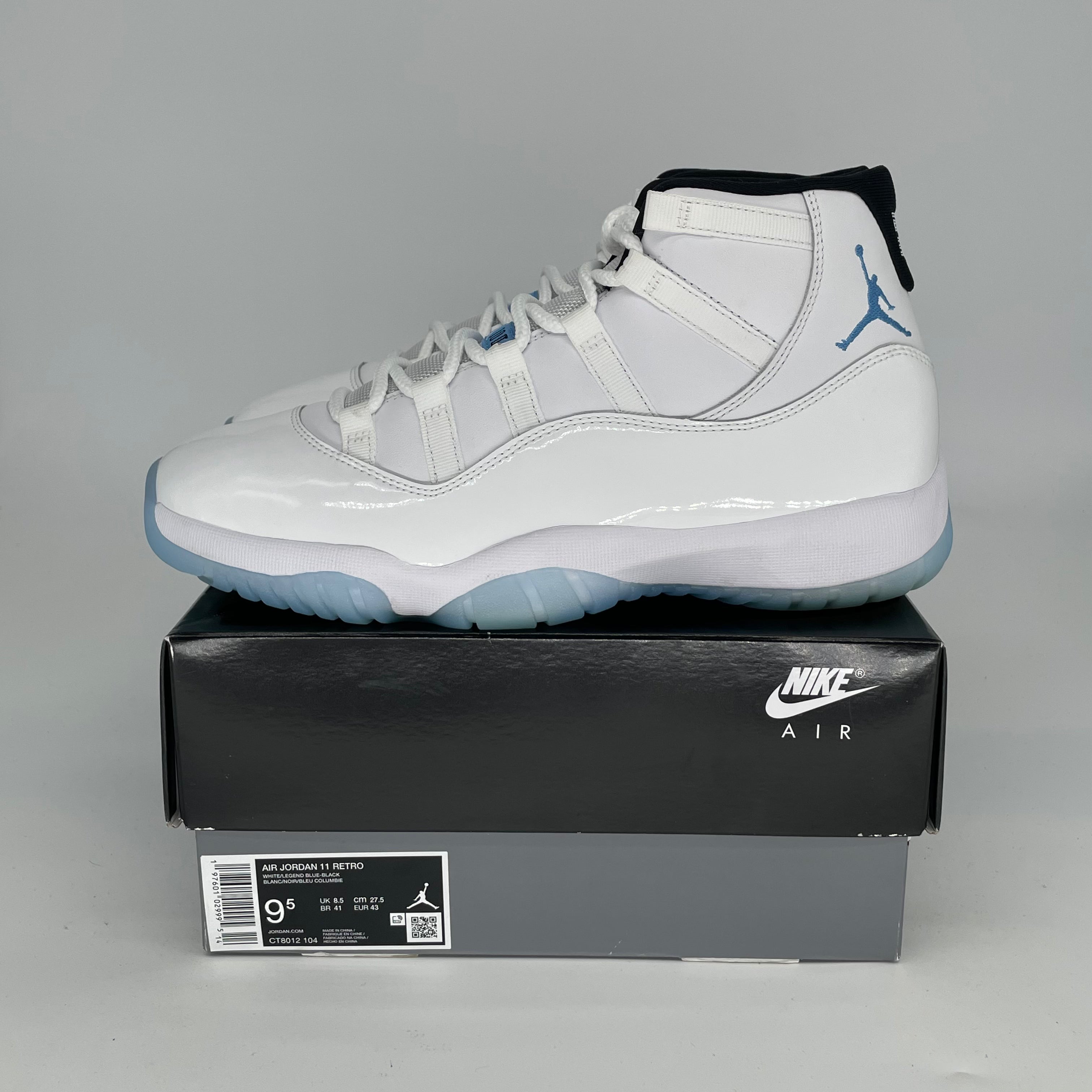 AIR JORDAN 11 Retro 'Legend Blue' Basketball Shoes - Men's Size 9.5/Women's Size 11 - Style CT8012-104 | Perfect for Court Performance & Streetwear Fashion