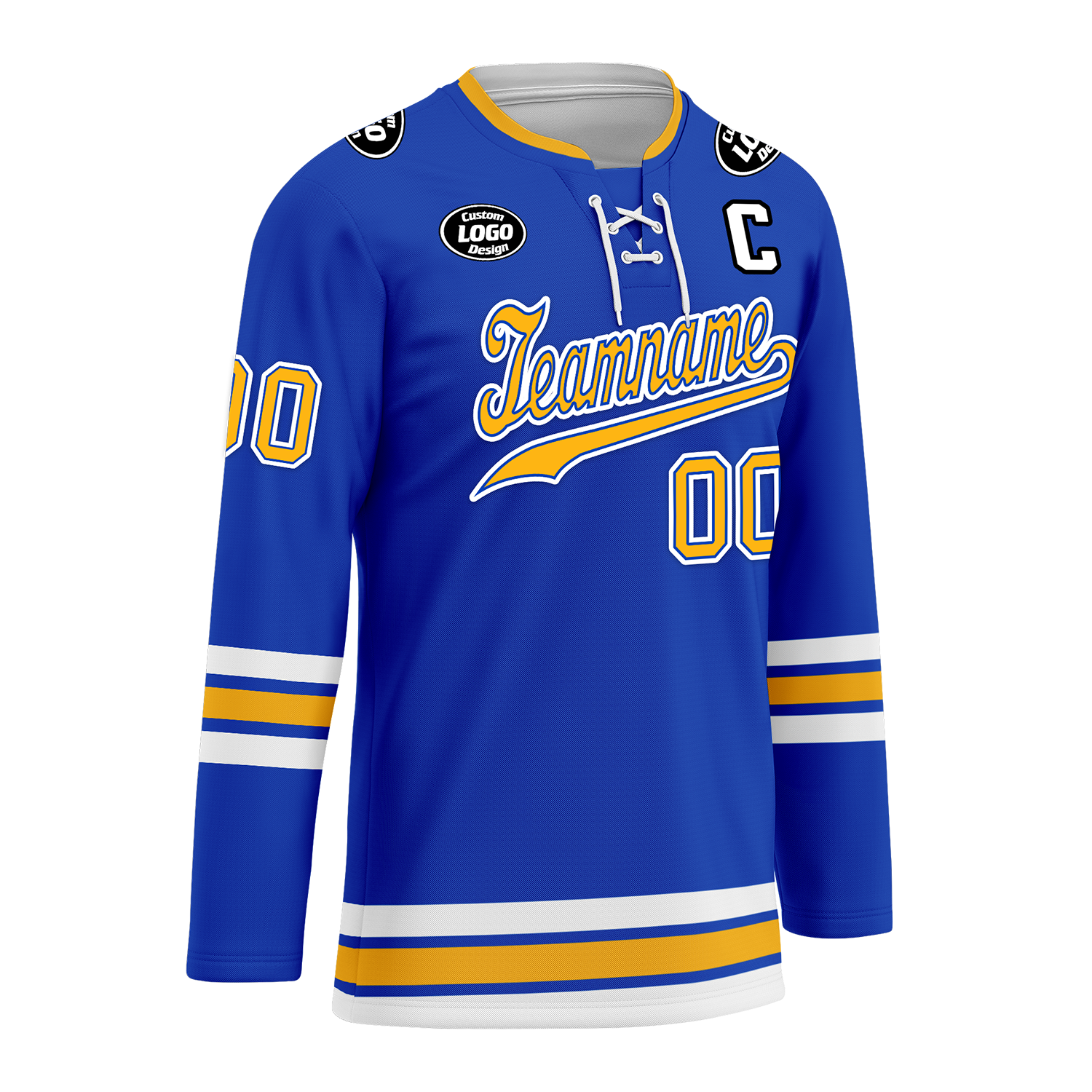 Custom Blue & Yellow Personalized Hockey Jersey HCKJ01 - Team Sports Uniform for Ice Hockey, Street Hockey & Fan Apparel