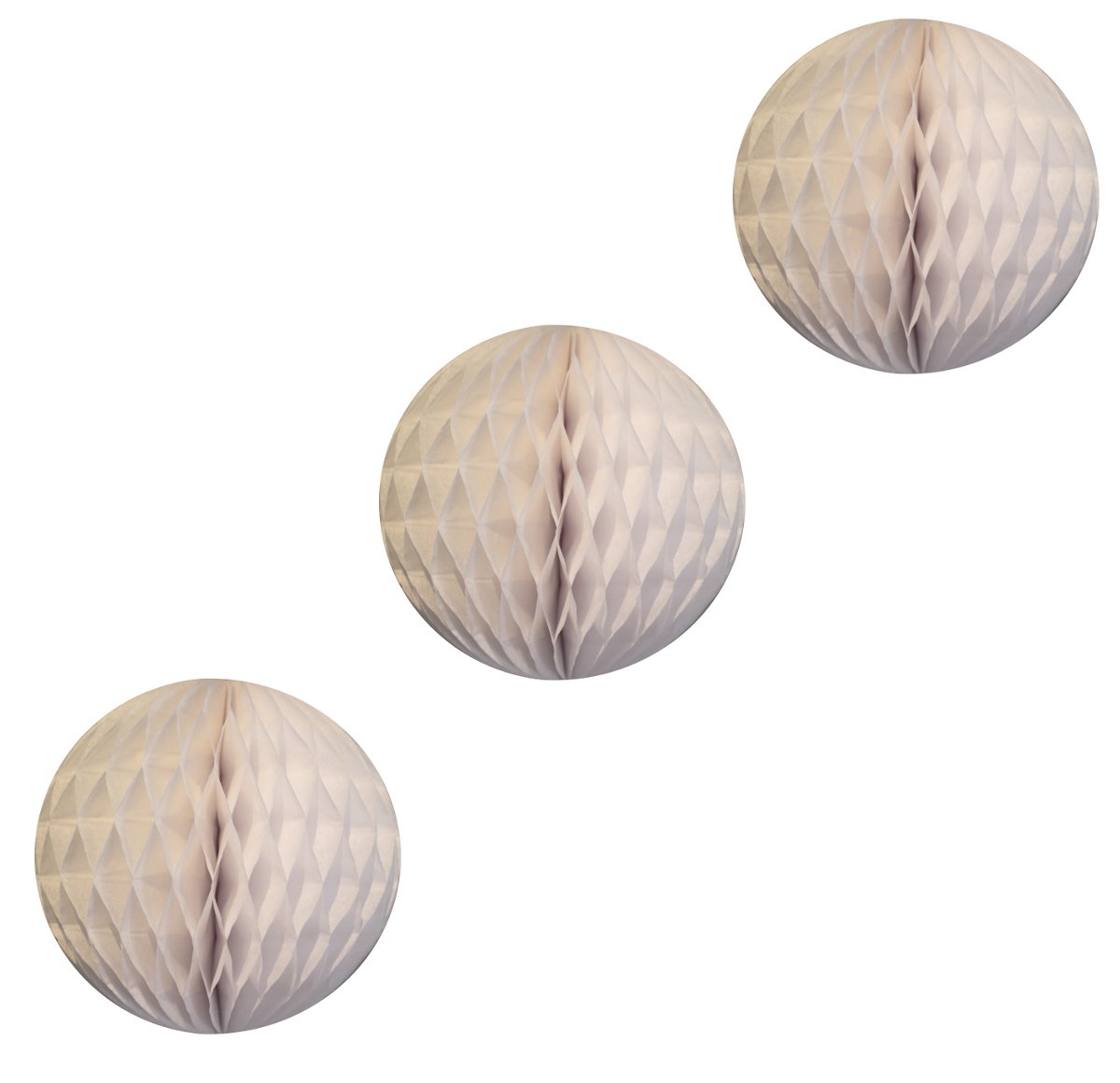 3-Pack 5 Inch White Honeycomb Tissue Paper Balls for Party Decorations, Wedding Centerpieces & Home Decor
