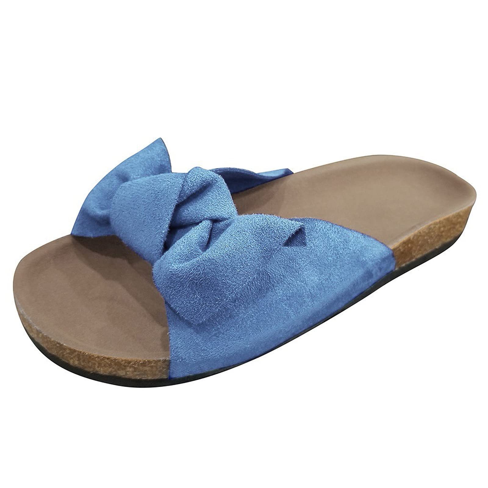 Flat Heel Women's Bow Sandals - Comfortable Thick Sole Beach Slippers with Adjustable Ties | Perfect for Summer, Vacation, and Casual Outings