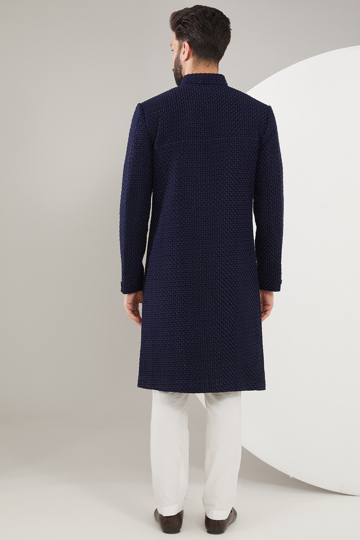Royal Blue Embroidered Sherwani for Men - Traditional Indian Wedding Outfit - Perfect for Groom, Festivals & Special Occasions