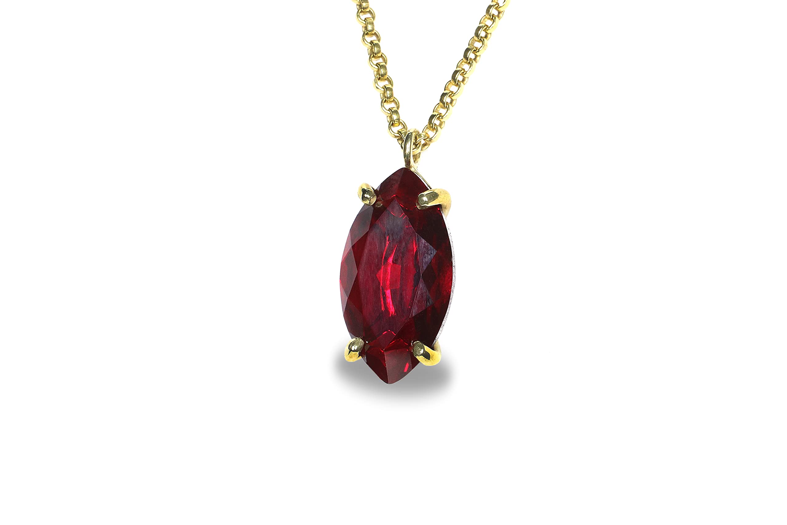 Anemone Jewelry Garnet Pendant Necklace - Marquise Cut January Birthstone Necklace for Women - Handmade Bridal, Wedding, Anniversary & Birthday Gift - Perfect for Graduation & Mother's Day - Elegant Jewelry for Special Occasions & Everyday Wear
