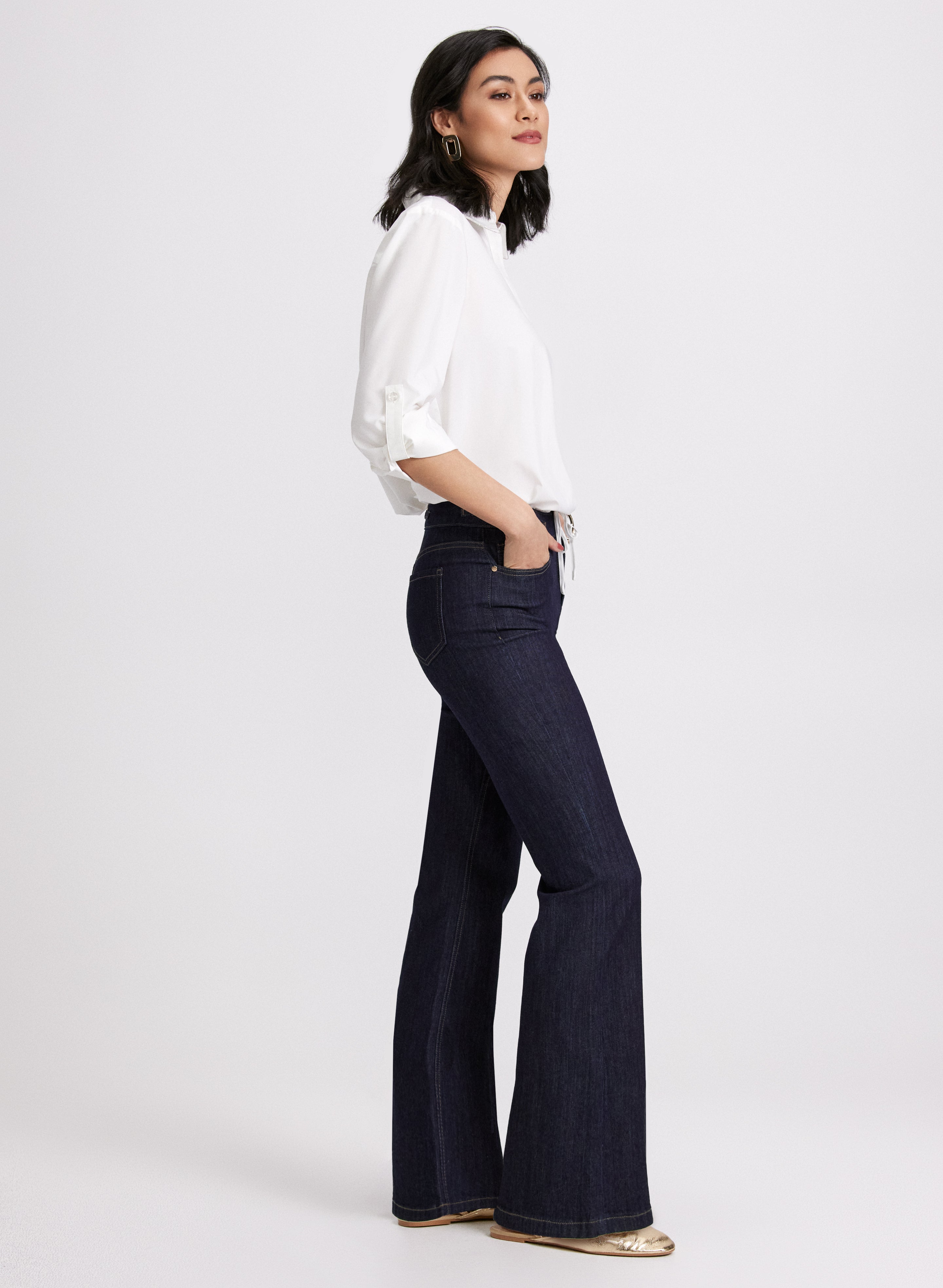 Flare Detailed Jeans for Women - High Waisted Stretch Denim Pants with Embroidery | Perfect for Casual Outfits, Date Nights & Boho Style