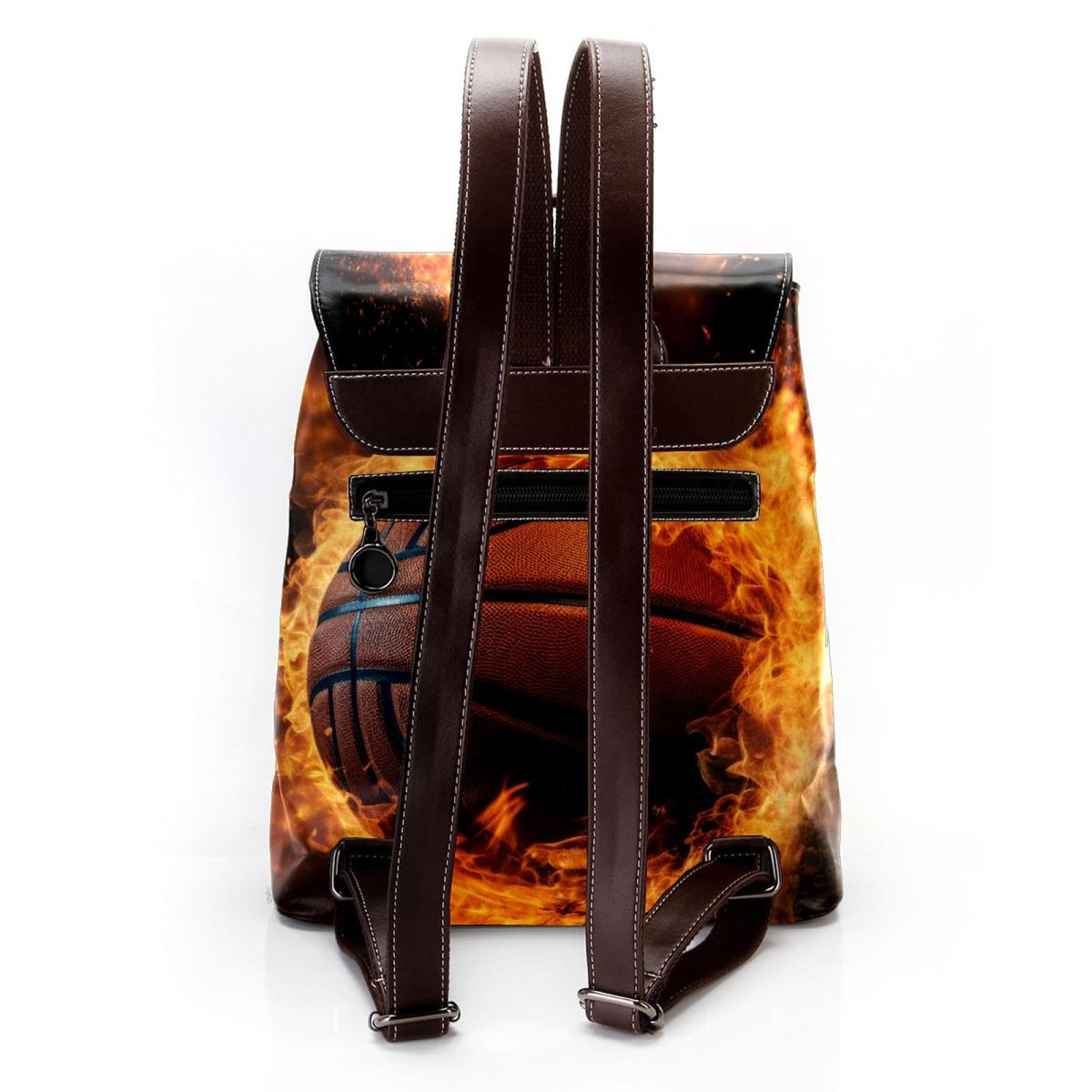 Stylish Travel Backpack for Women & Men - Flame Retro Basketball Design Backpack for School, Work, Gym & Outdoor Adventures