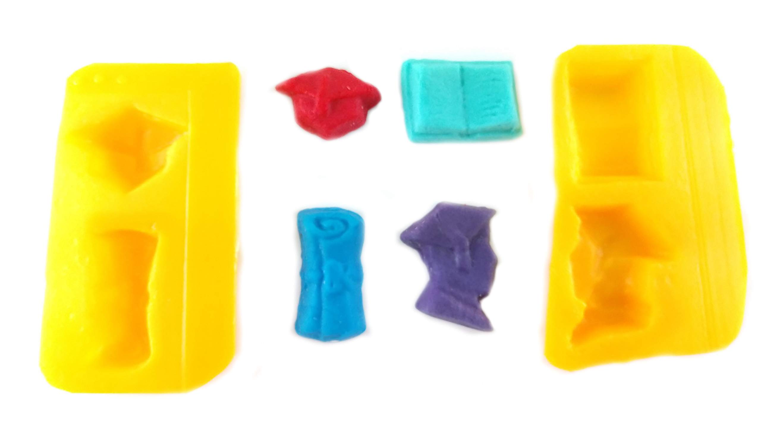 4-Cavity Flexible Silicone Graduation Mold for Cream Cheese Mints, Chocolate, Fondant, Gummy Candy, Soap, Buttercream - Perfect for DIY Treats, Party Favors & Baking Decorations