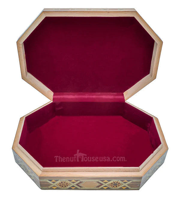 Handmade Syrian Wooden Jewelry Box - Premium Handcrafted Wooden Keepsake Box for Necklaces, Rings & Earrings - Perfect for Gifts, Home Decor & Travel Storage