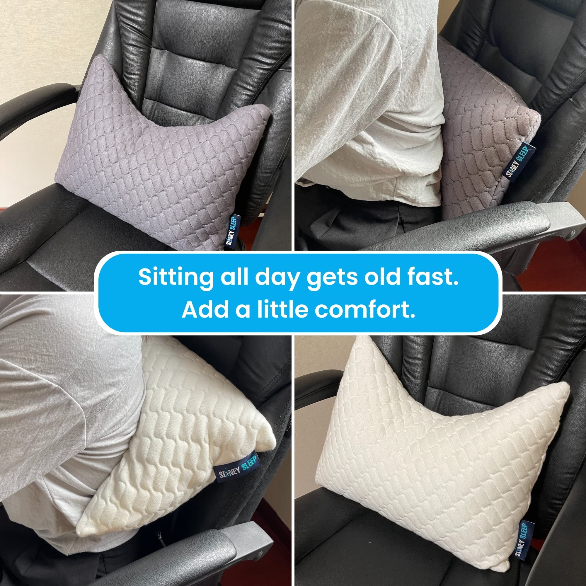 Sidney Sleep Mini Travel Neck Pillow for Knee, Back & Lumbar Support - 14x19 Inch Small Curved Pillow with Adjustable Loft - Washable & Portable with Drawstring Backpack - Perfect for Airplanes, Cars, Office & Home Use
