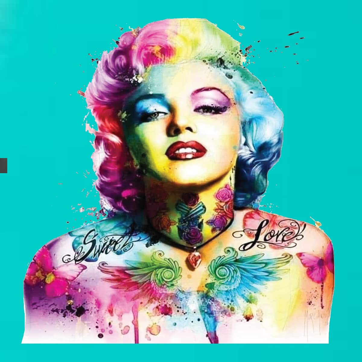 Vibrant Marilyn Multicolor Pop Art T-Shirt for Women - Junior Fit V-Neck Tee | Casual Wear, Pop Culture Fashion, Gift Idea