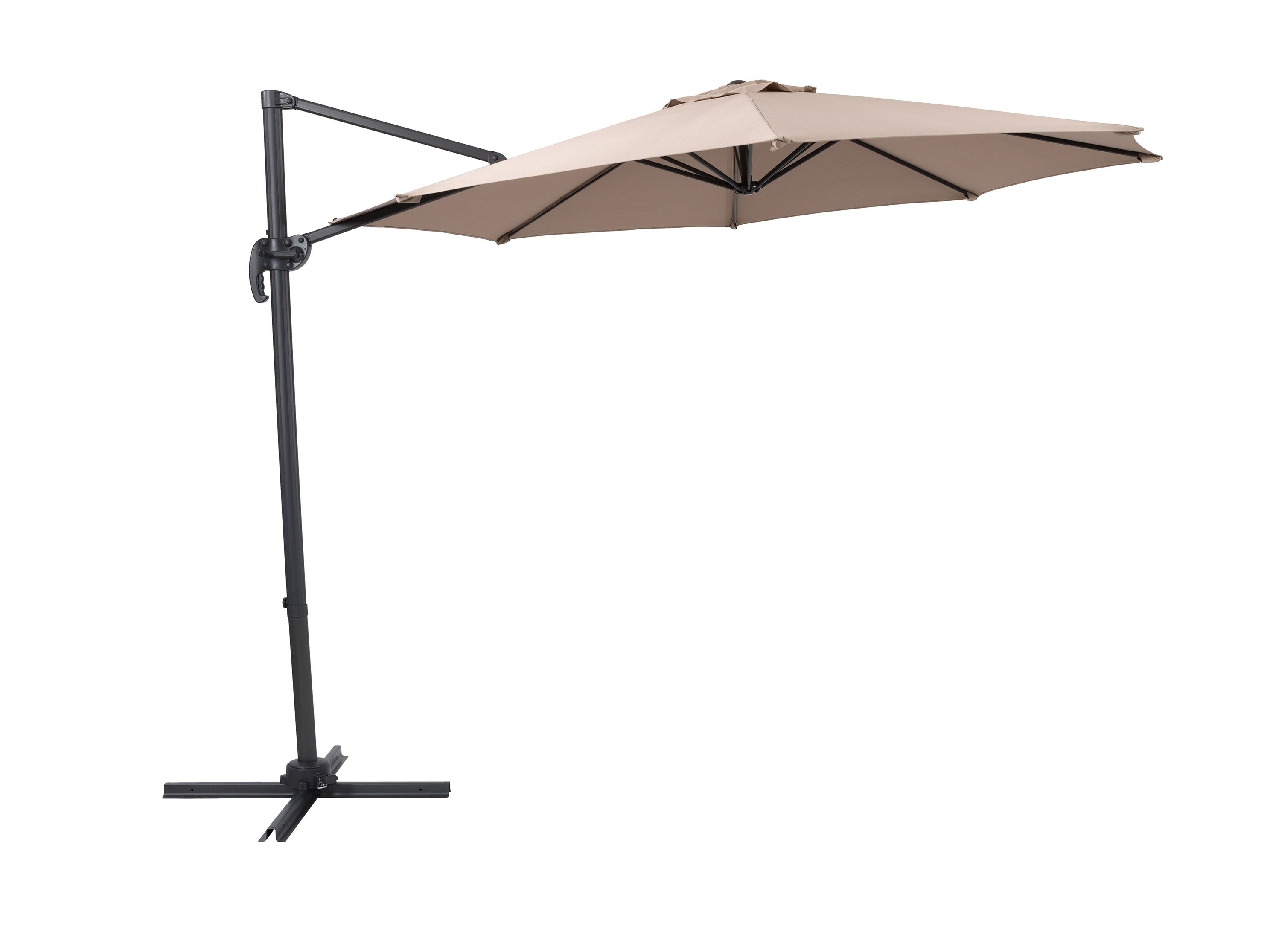 9.5ft Offset Patio Umbrella with 360 Degree Rotation - Taupe Color for Outdoor Dining, Poolside Lounging, and Garden Relaxation