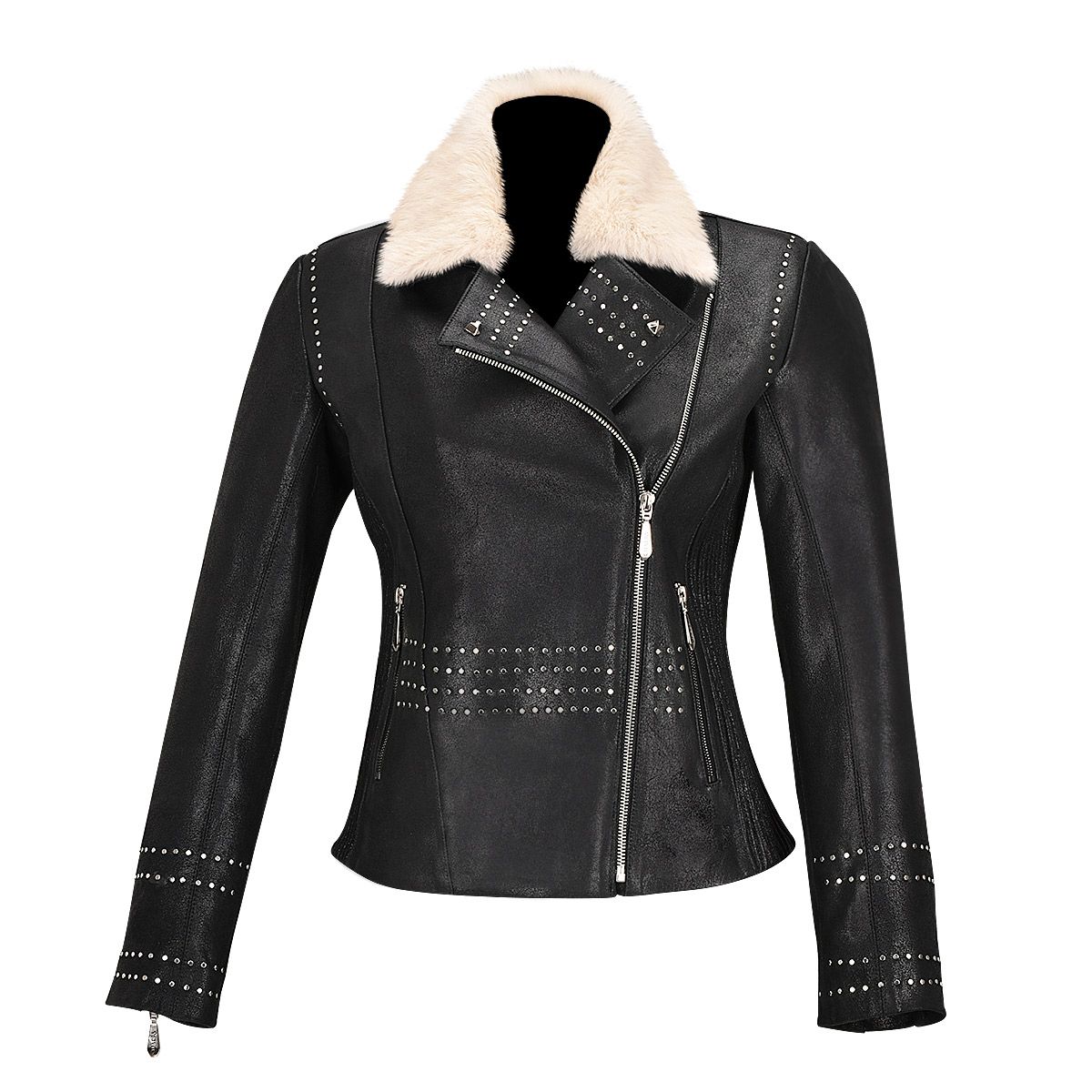 Cuadra Black Western Fashion Lambskin Leather Jacket for Women - Stylish Cowgirl Biker Jacket for Rodeo, Night Out & Casual Wear