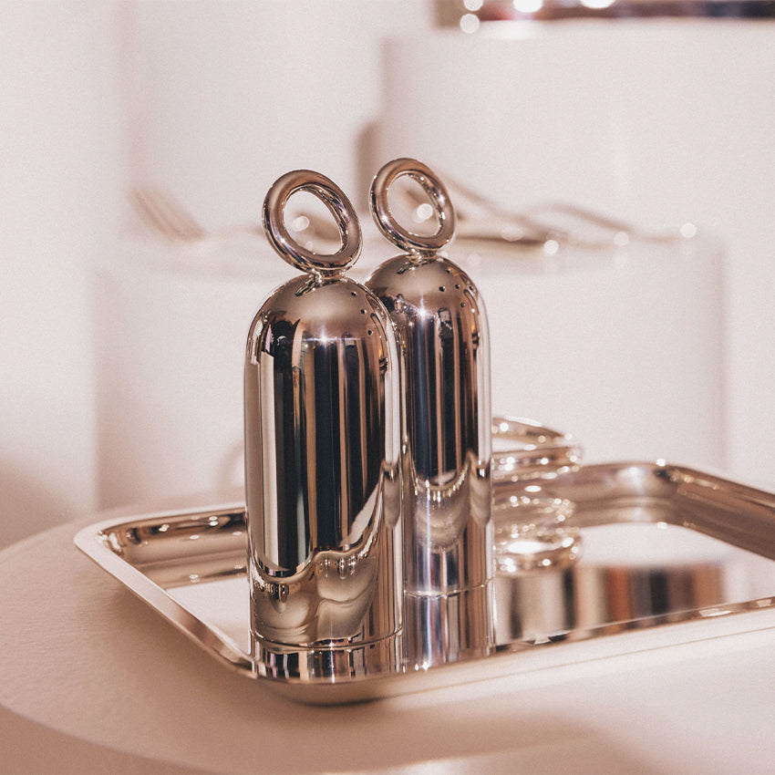 Christofle Vertigo Silver Plated Salt and Pepper Shakers Set - Elegant Dining Table Condiment Dispenser for Home Kitchen & Restaurant Use