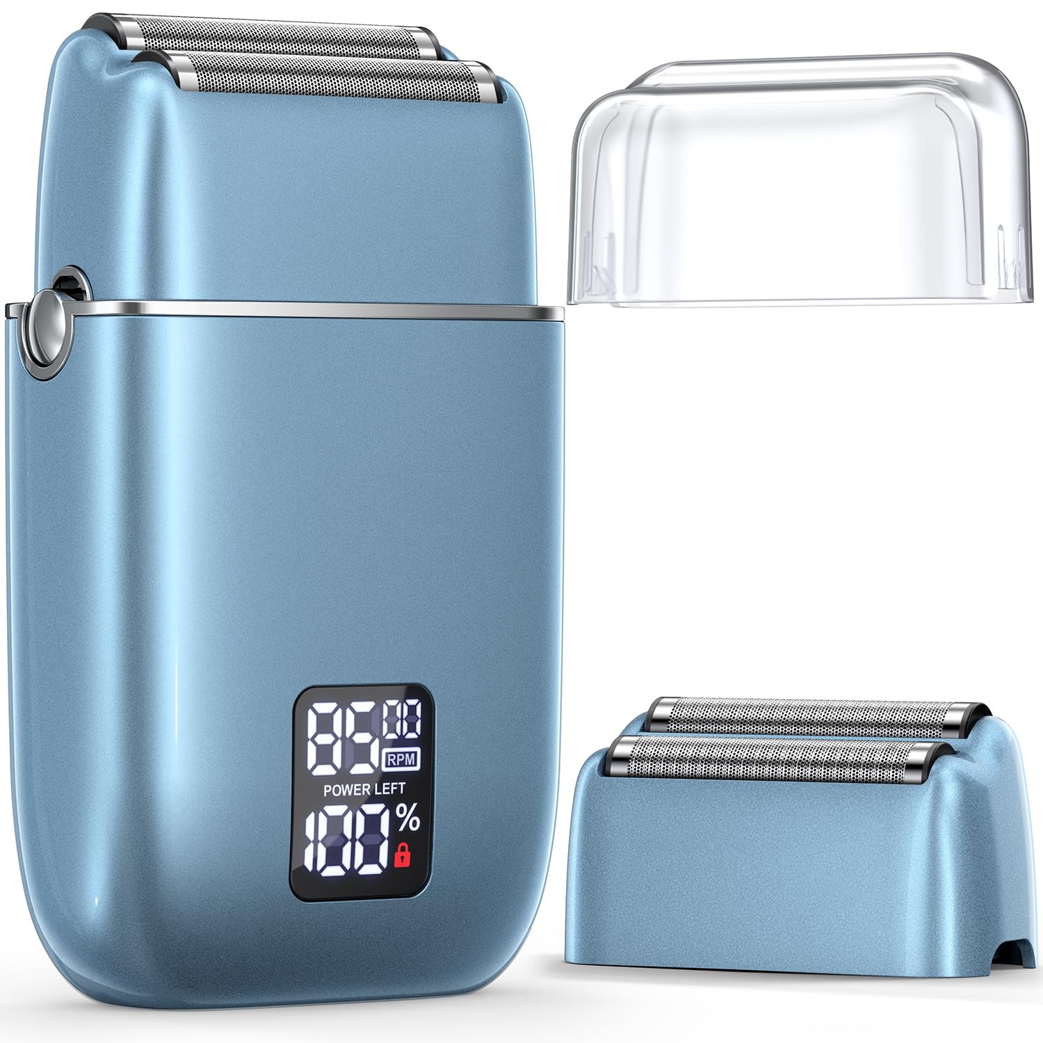 Upgraded 3-Speed Electric Razor for Men - IPX7 Waterproof Wet/Dry Shaver with Double Floating Blades & LED Display - USB Rechargeable Electric Foil Shaver for Smooth Shaving at Home or Travel