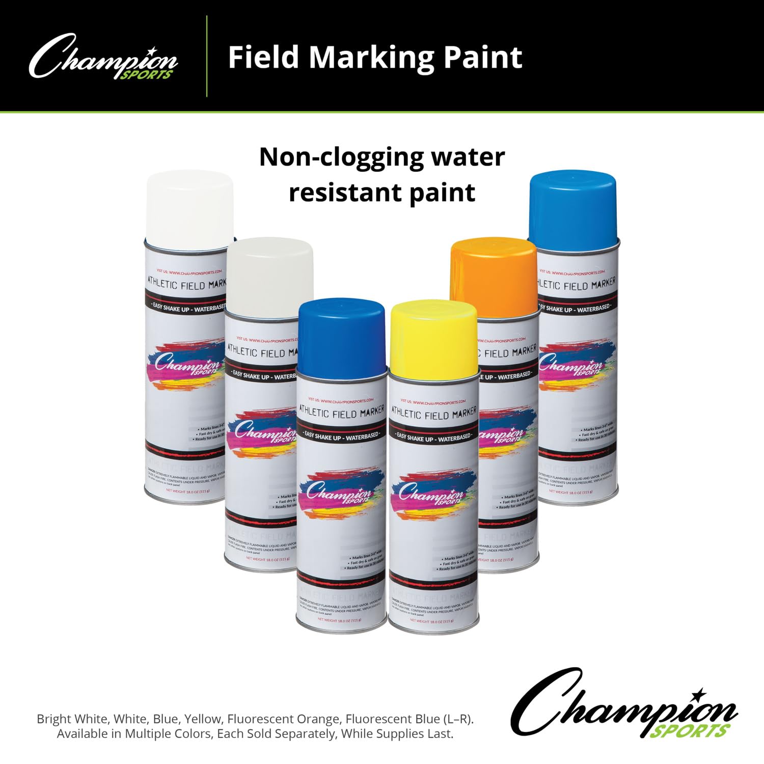 Champion Sports Field Marking Paint - Durable, Non-Toxic, Bright White Paint for Soccer, Football, Baseball Fields | Perfect for Outdoor Sports Field Line Marking & Maintenance