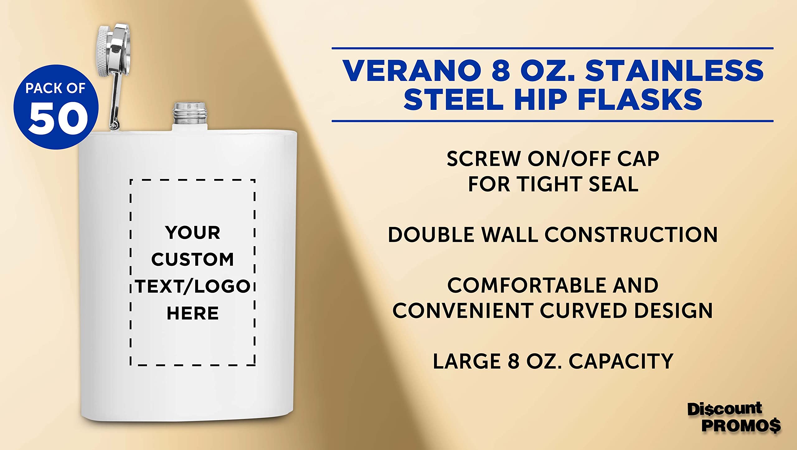 Custom Engraved Stainless Steel Hip Flasks 8oz (50-Pack Bulk) - Personalized Wedding Party Gifts, Groomsmen Gifts, Bachelor Party Favors - Perfect for Outdoor Adventures, Camping & Whiskey Tasting Events
