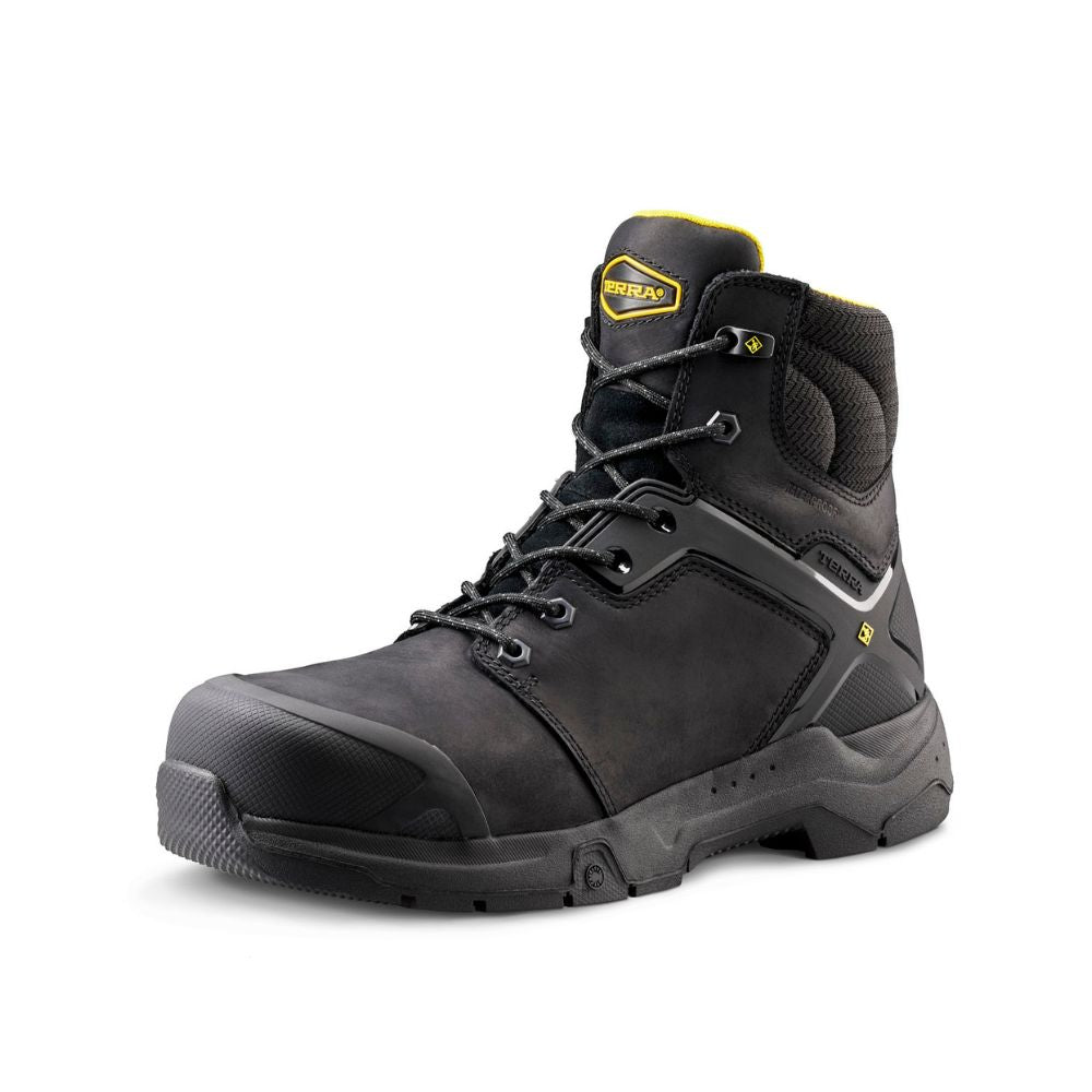 **Terra Carbine Men's 6-Inch Waterproof Composite Toe Work Boots TR0A8395BLK - Black Safety Shoes for Construction, Warehouse & Outdoor Work**