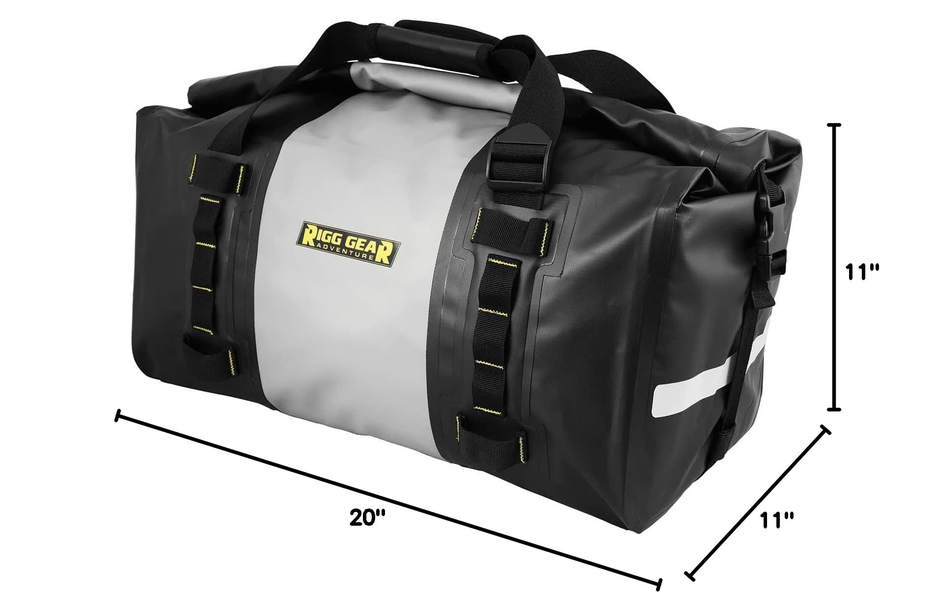 Nelson Rigg Hurricane 40L Waterproof Dry Duffle Bag - Black/Gray - Perfect for Motorcycle Travel, Camping & Outdoor Adventures