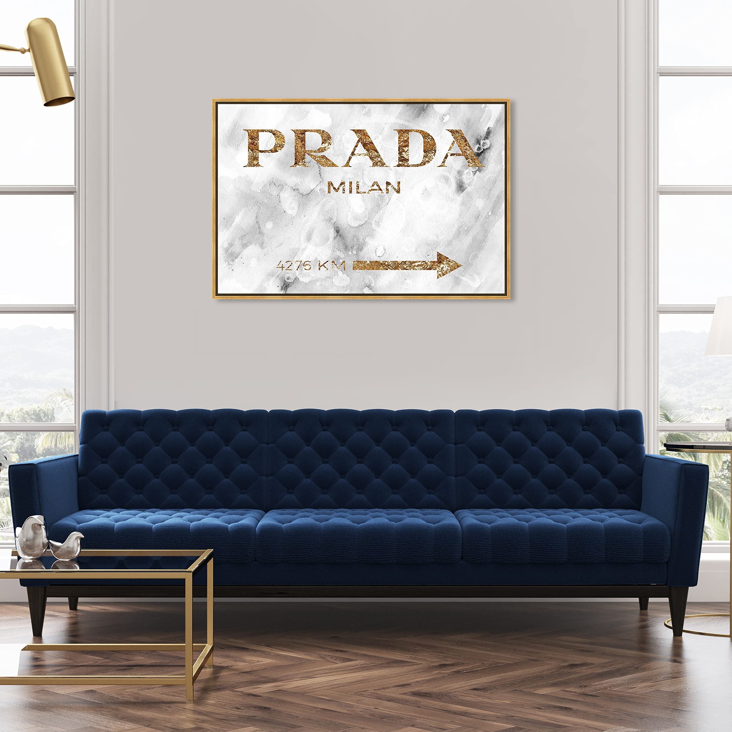 Oliver Gal Artist Co. Contemporary 30x45 Inch Milan Gold Framed Canvas Wall Art - Elegant Home Decor for Living Room, Bedroom & Office