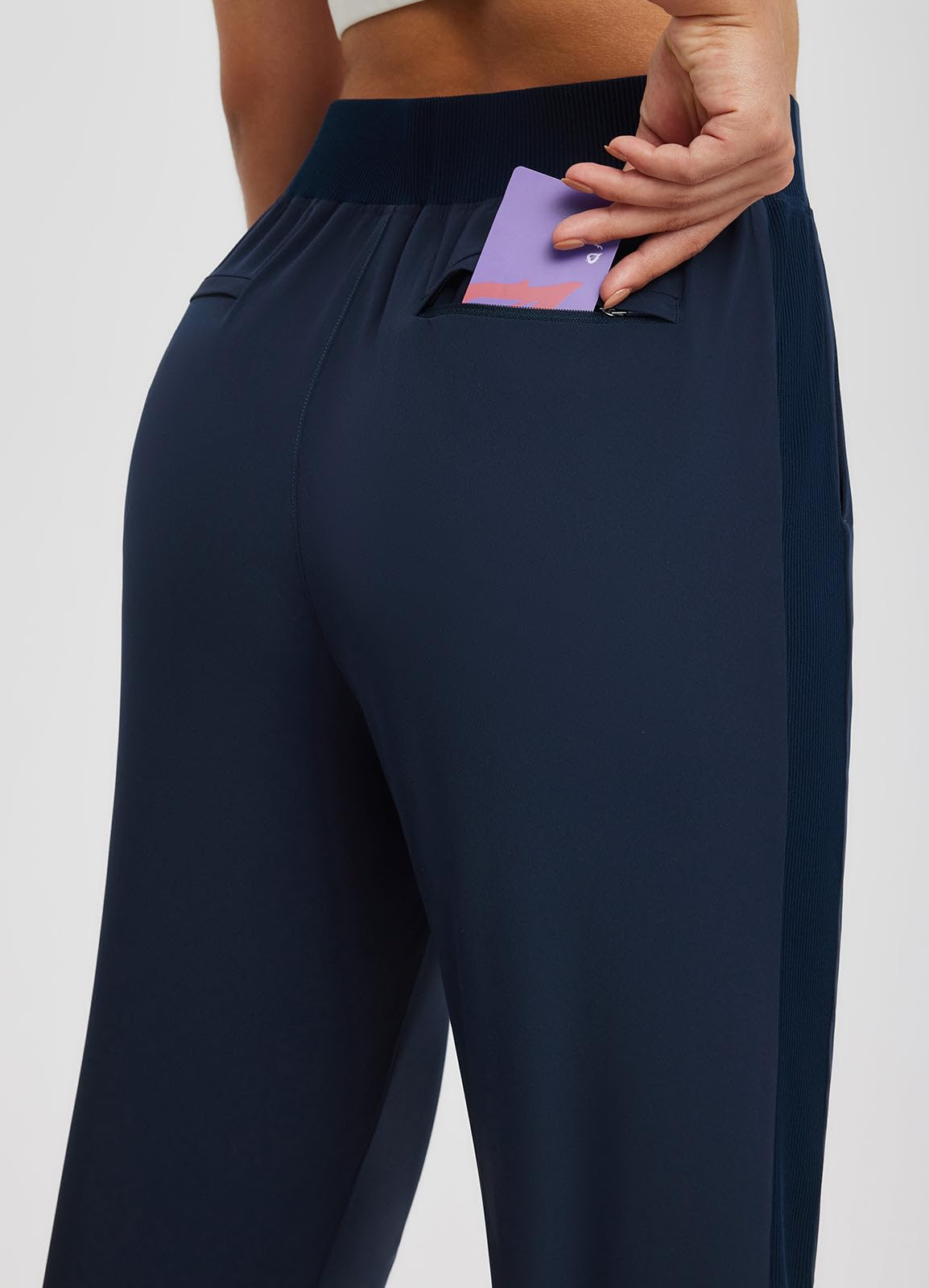 Baleaf Women's High Waist Stretch Golf Pants with Zipper Pockets - UPF50+ Athletic Travel Work Casual Pants for Golf, Running, Yoga & Outdoor Activities