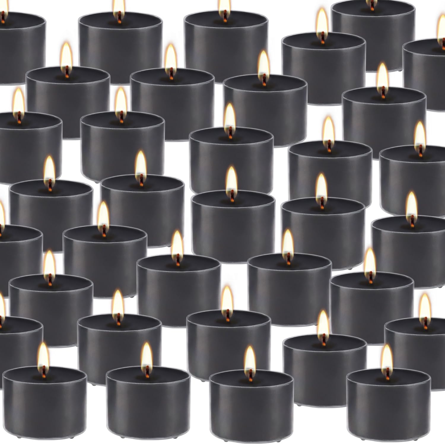 50 Pack Clear Tealight Candles - Cherry Blossom Scented, Smokeless, 8 Hour Burn Time for Weddings, Parties & Emergency Use - Romantic Ambiance & Home Decor (Black)