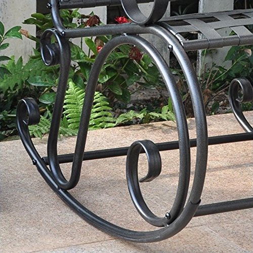 Iron Outdoor Patio Rocking Chair - Heavy Duty Garden Rocker with Weather-Resistant Finish - Perfect for Porch, Deck, Backyard & Outdoor Relaxation