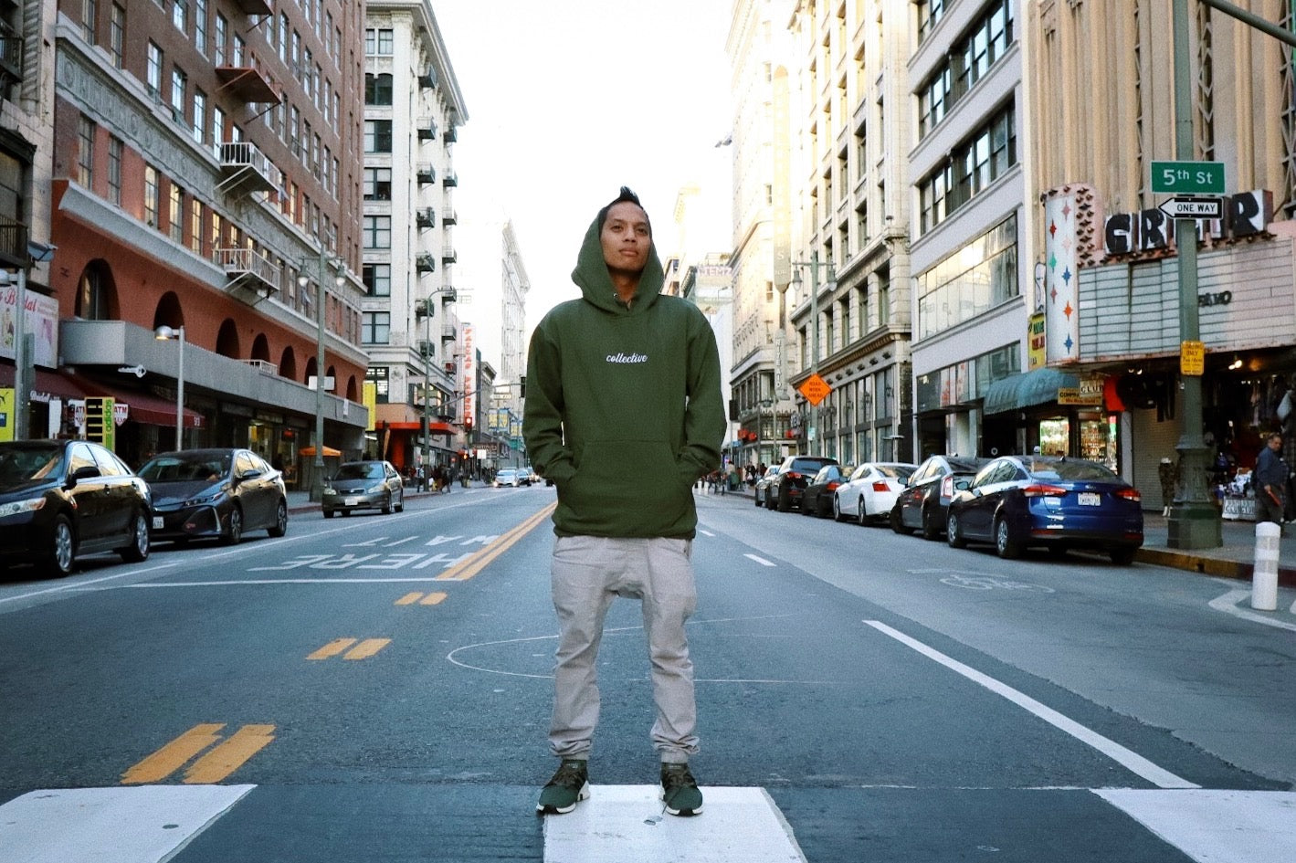 Collective Expectations Embroidered Olive Green Pullover Hoodie Sweater - Cozy Casual Wear for Men & Women | Perfect for Fall, Winter & Outdoor Activities