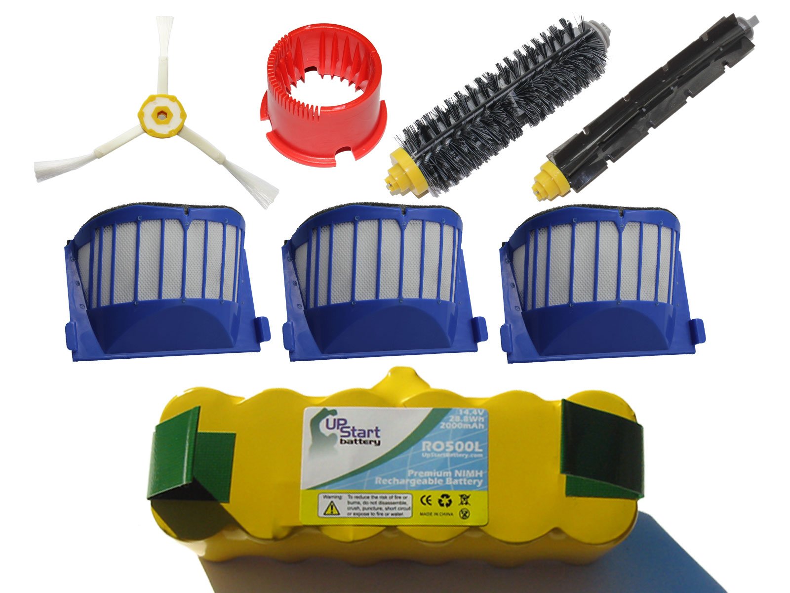 iRobot Roomba 595 Pet Series Replacement Parts Kit - 1 Battery, 3 AeroVac Filters, 1 Bristle Brush, 1 Flexible Beater Brush, 1 Side Brush & Cleaning Tool | Compatible with Roomba 500/600 Series | Perfect for Pet Hair Cleaning & Home Maintenance