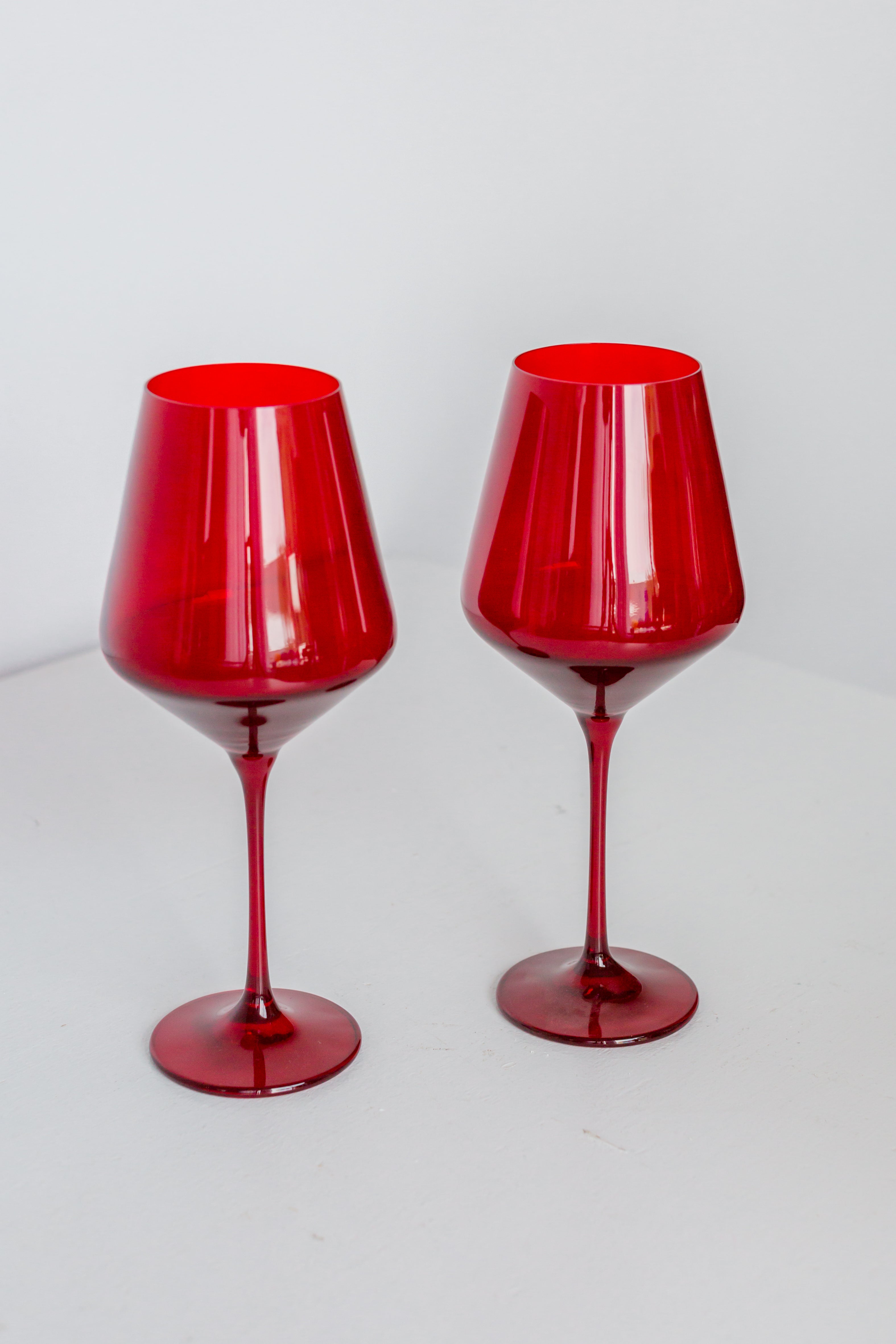 Estelle Colored Wine Glasses Set of 2 - Elegant Red Stemware for Wine Tasting & Dinner Parties | Perfect for Romantic Dinners, Wedding Gifts & Home Entertaining