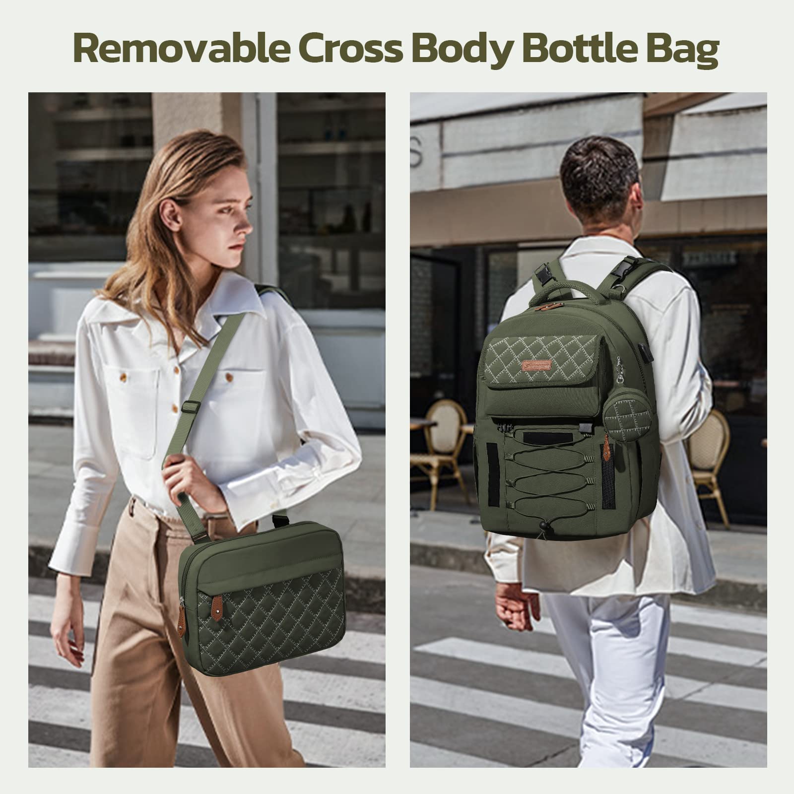 Large Capacity Unisex Diaper Bag with Removable Insulated Bottle Holder - Perfect for Parents, Travel & Baby Essentials Organization
