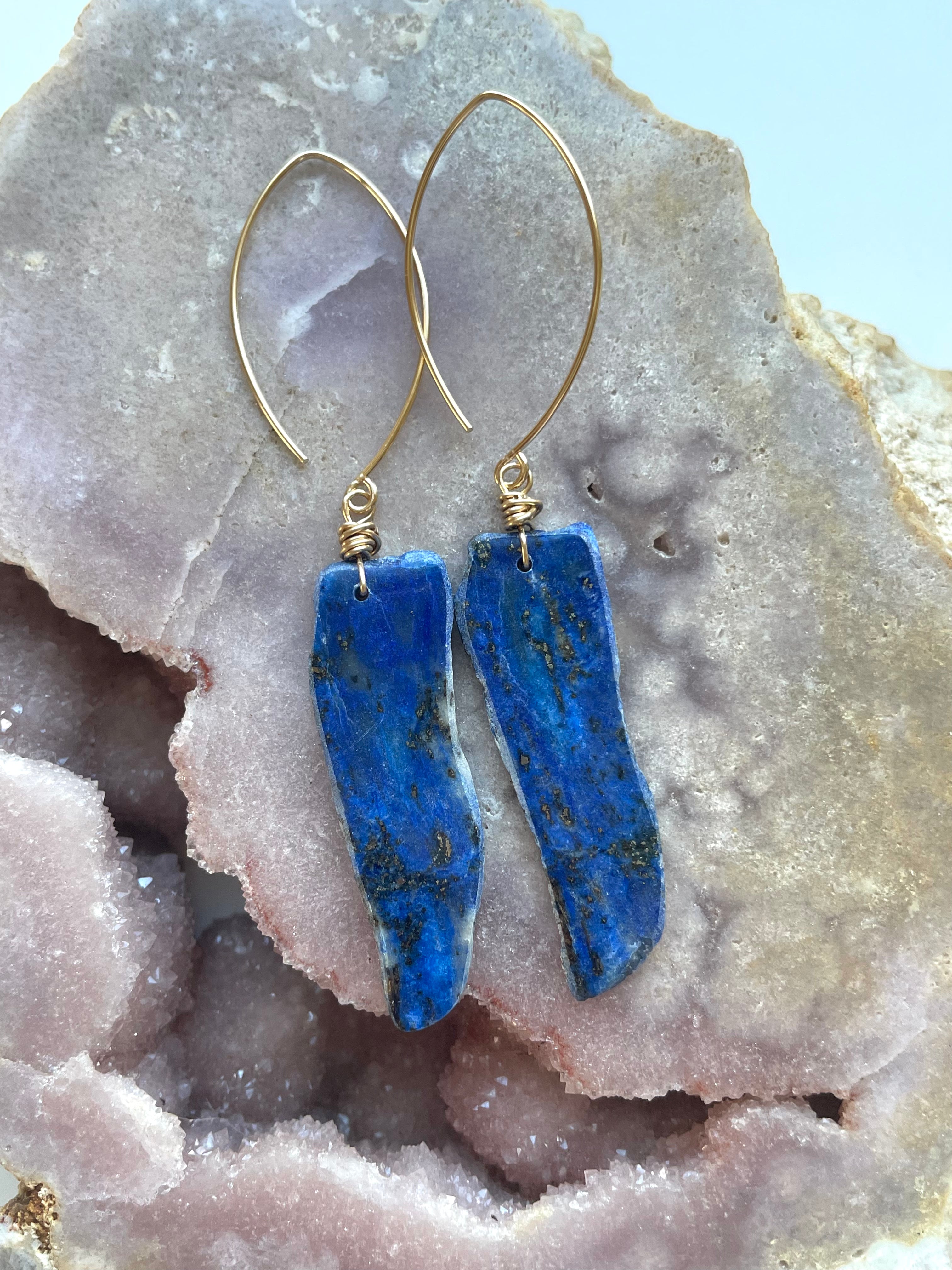 Lapis Lazuli Statement Earrings - 14K Gold Filled Dangle Earrings for Women | Elegant Jewelry Gift for Birthday, Anniversary & Special Occasions