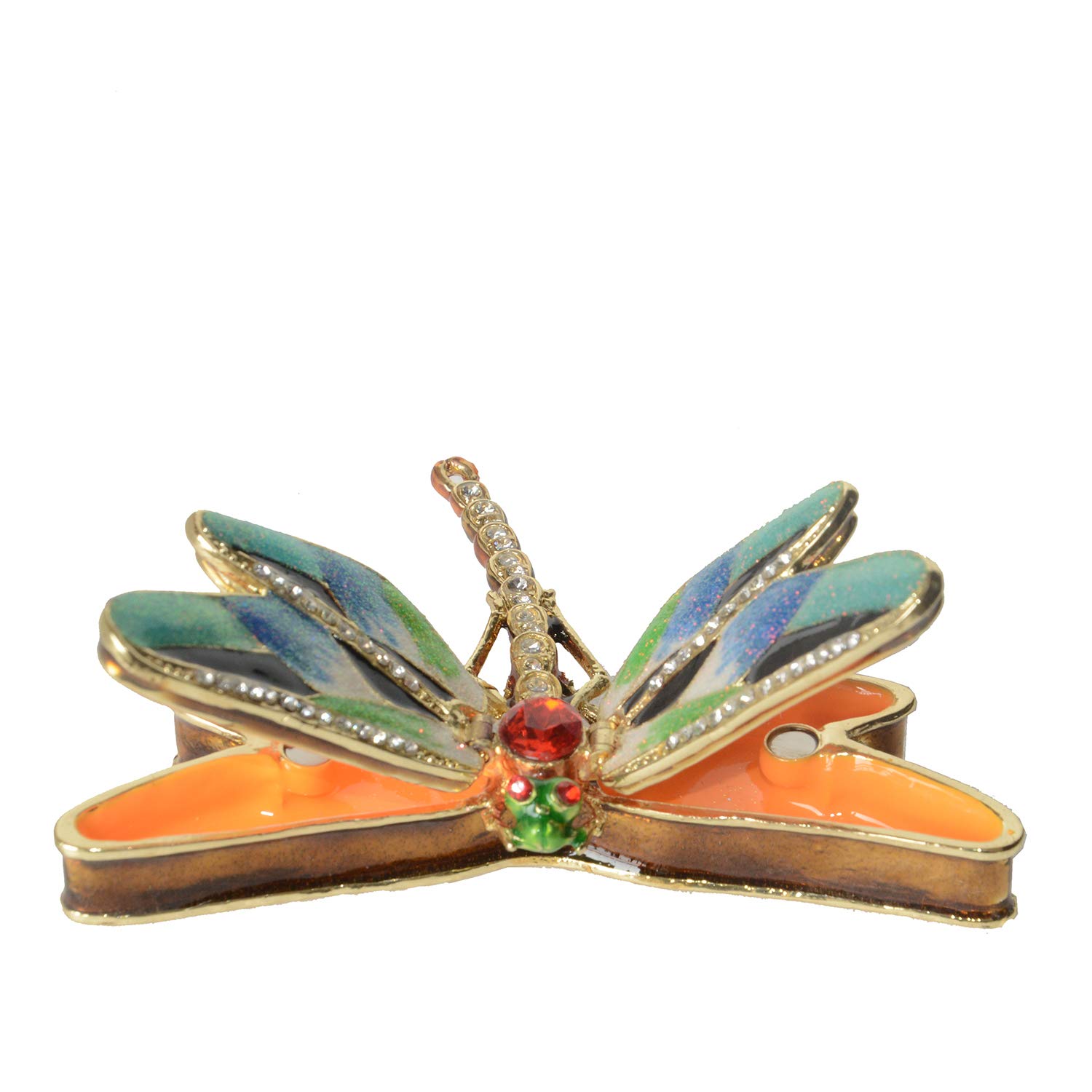 Hand Painted Enameled Dragonfly Trinket Box with Crystals - Jeweled Keepsake Box for Jewelry Storage, Home Decor & Unique Gift Ideas for Women