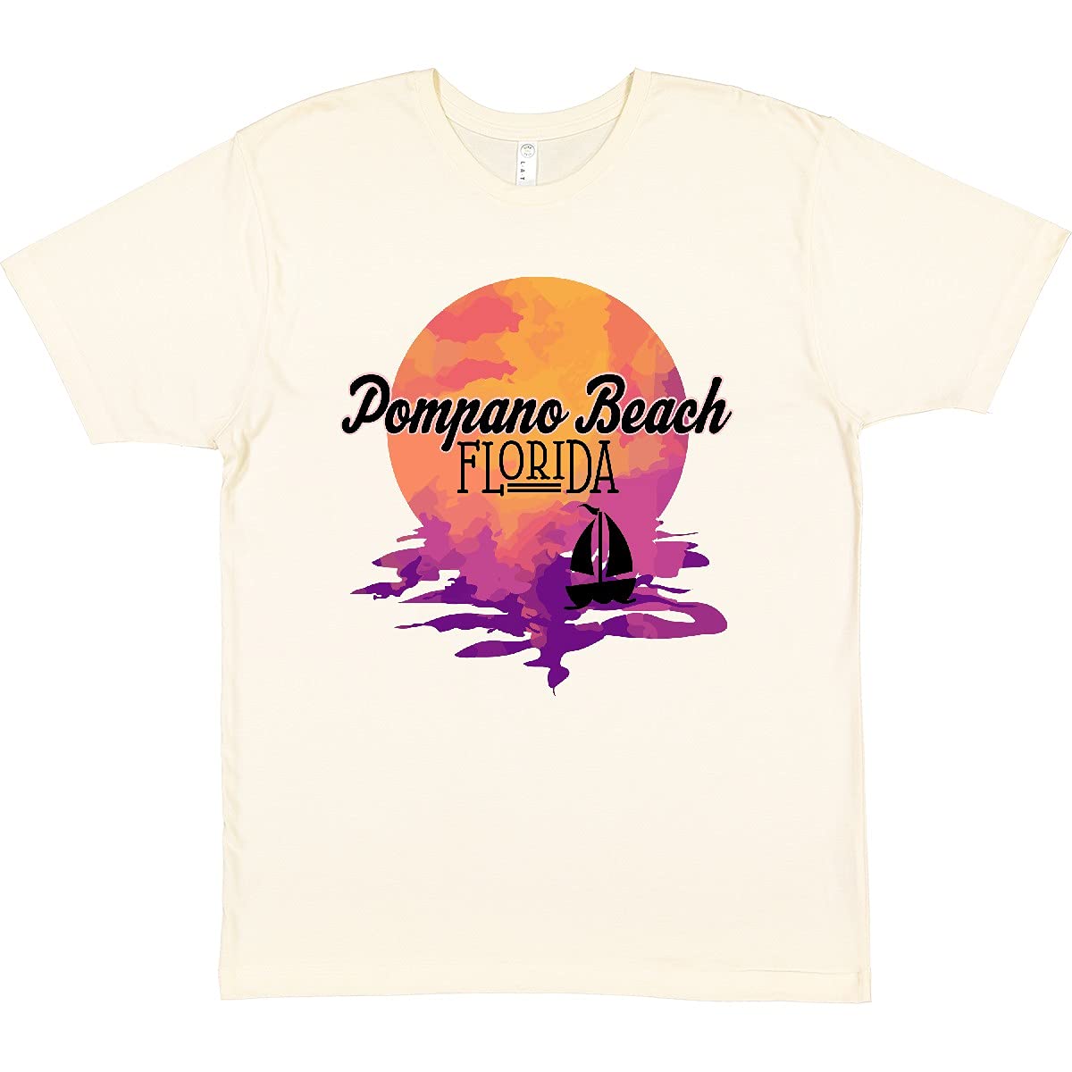 Inktastic Pompano Beach Florida Vacation Sunset Graphic T-Shirt - Soft Cotton Tee for Beach Lovers & Travel Enthusiasts - Perfect for Summer Trips, Casual Wear & Souvenirs