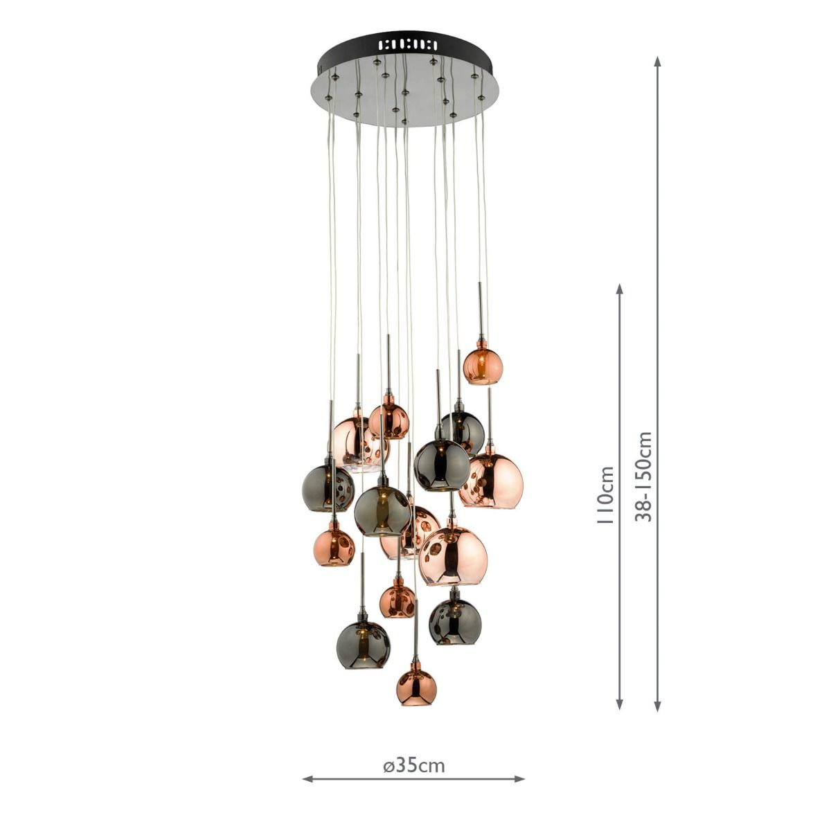 Aurelia 15-Light Cluster Chandelier in Copper & Bronze Finish - Elegant Dining Room Lighting for Home Decor | Perfect for Living Room, Bedroom & Entryway