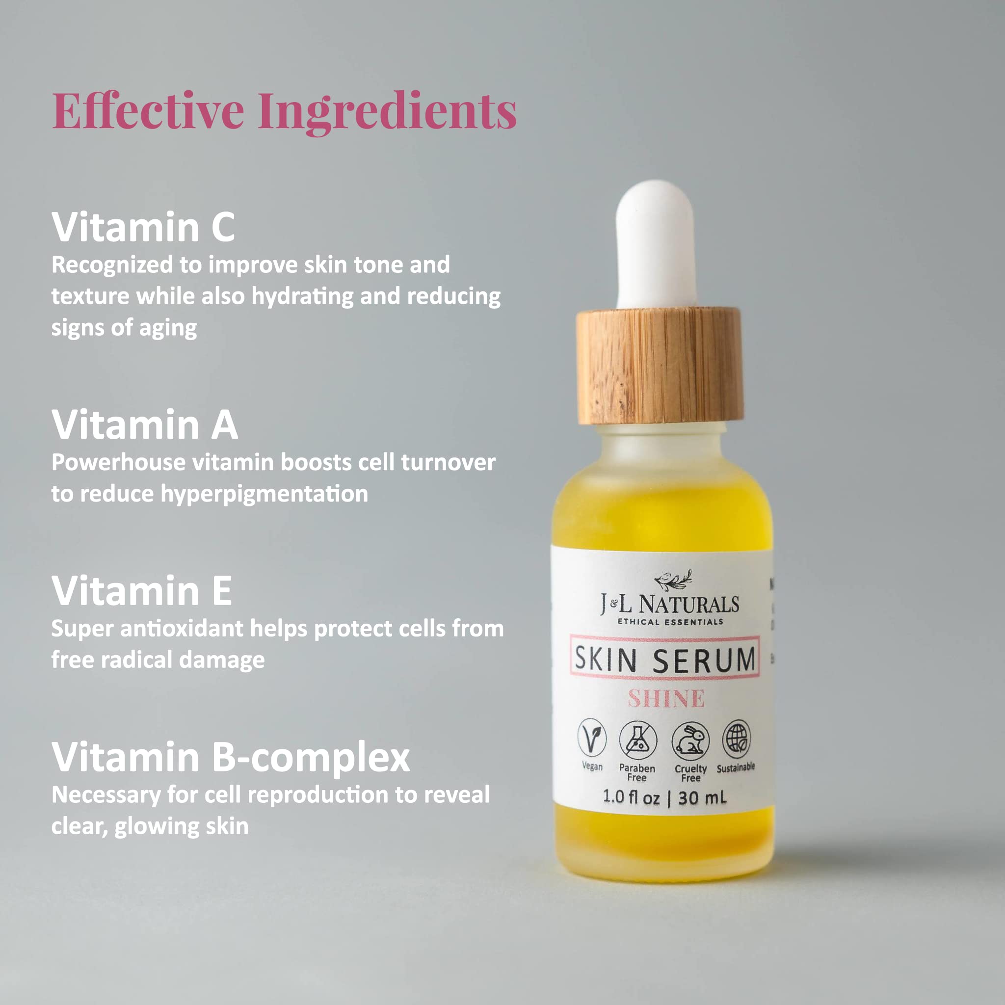 J&L Naturals Organic Face & Body Oil for All Skin Types - Oily, Sensitive, Dry, Combination & Mature Skin | Hydrating & Brightening with Jojoba Oil, Grapeseed Oil & Sunflower Oil | 1 Fl Oz (5 Pack) | Perfect for Daily Skincare Routine & Nighttime Moisturizing