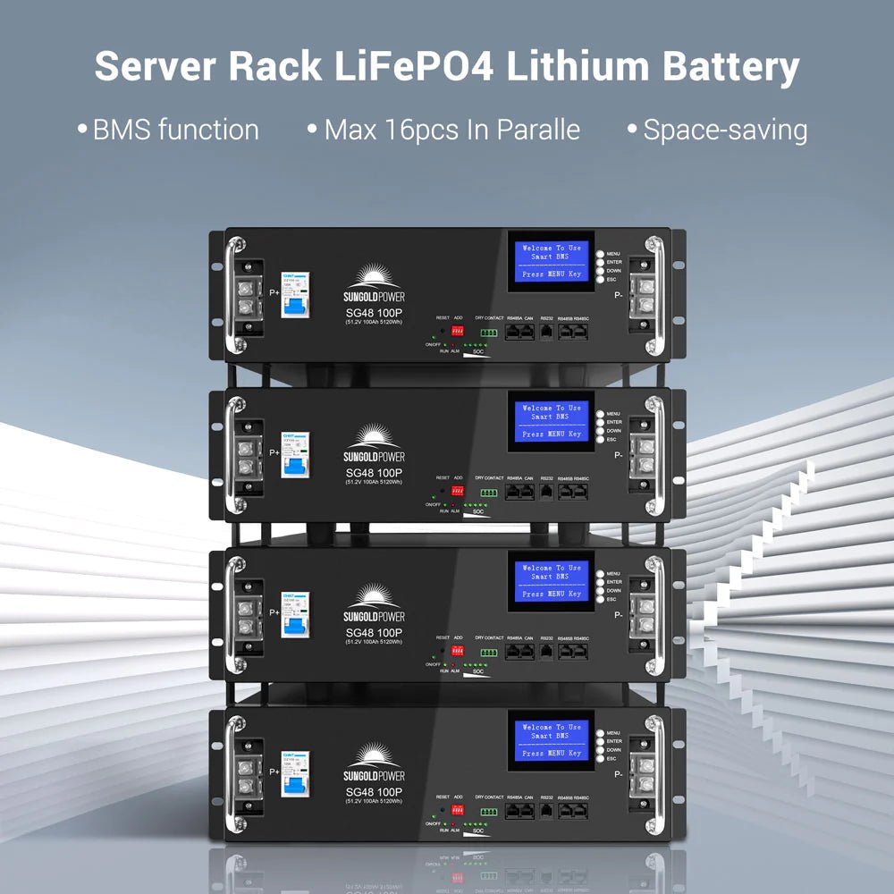 SunGoldPower 48V 100Ah LiFePO4 Lithium Battery for Server Rack - High Capacity Backup Power for Data Centers, Solar Systems & Off-Grid Applications