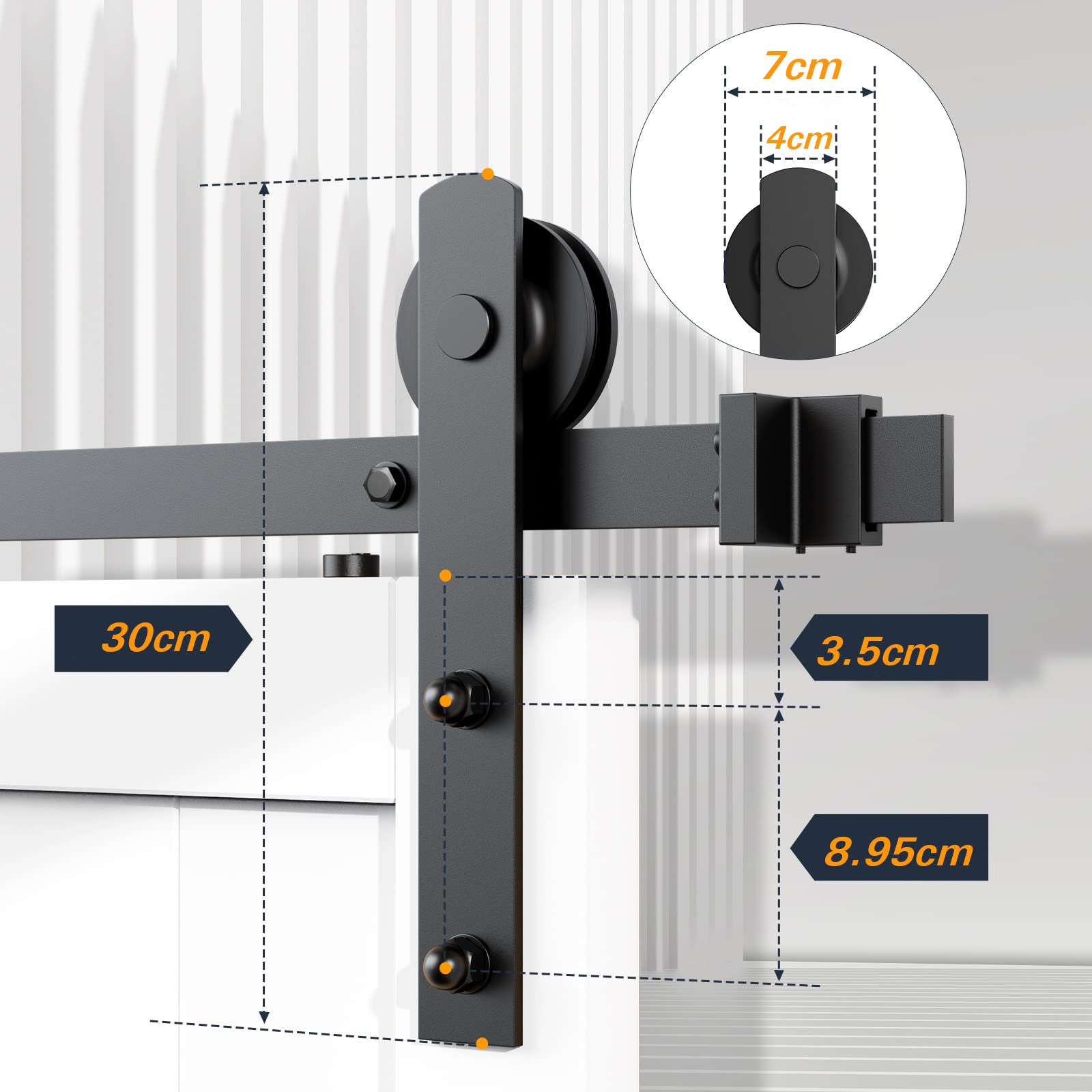 1.5m Heavy Duty Sliding Barn Door Hardware Kit with Damper - Smooth Track Rail Roller System for Single Doors | Perfect for Farmhouse, Loft & Industrial Style Homes