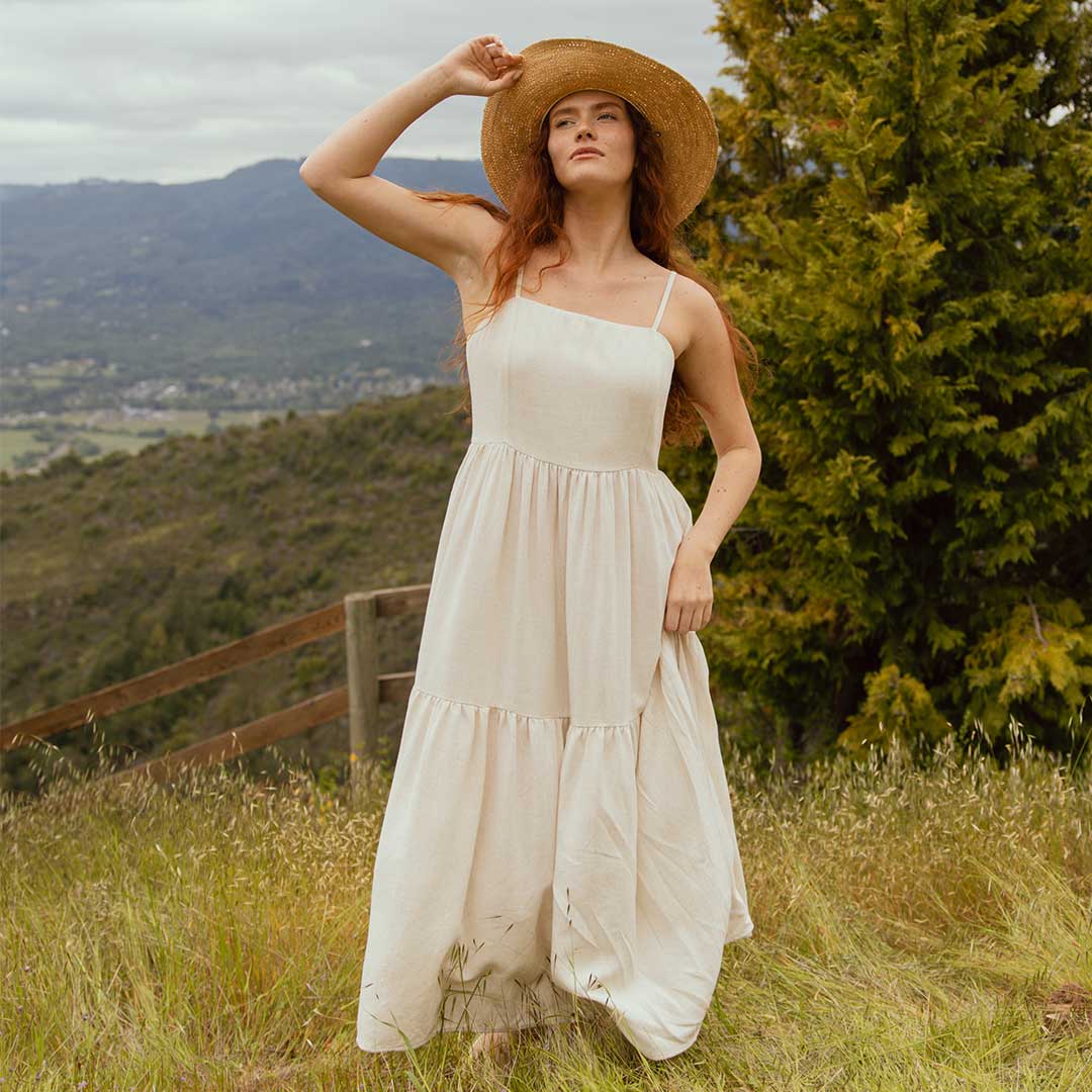Elegant Cabo Midi Dress in Sand Color - Perfect for Beach Vacations, Summer Parties & Casual Outings