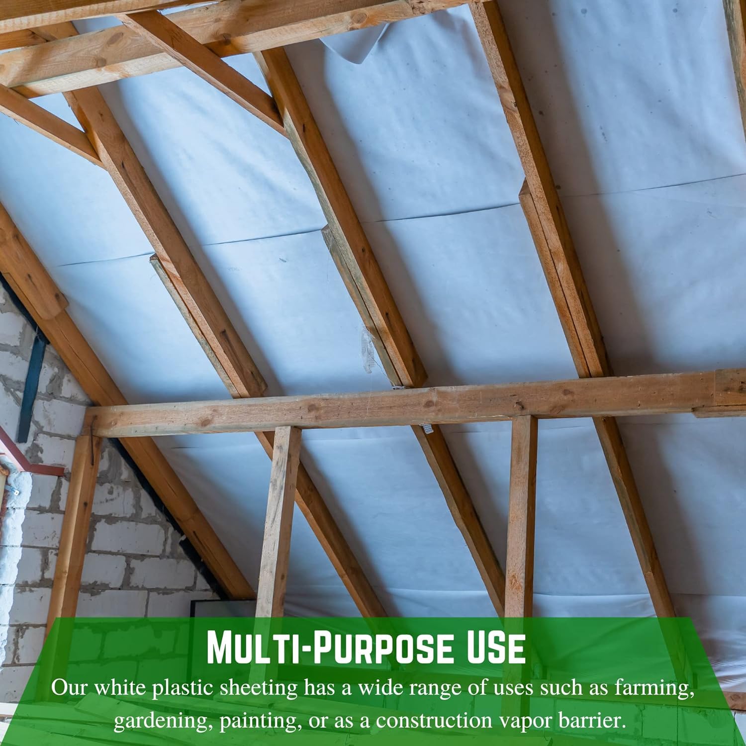 Farm Plastic Supply - 6 mil White Plastic Sheeting (10' x 100') - Heavy Duty Polyethylene Film for Crawl Space, Vapor Barrier, Drop Cloth & Construction Cover | Perfect for Home Renovation, Moisture Protection & DIY Projects