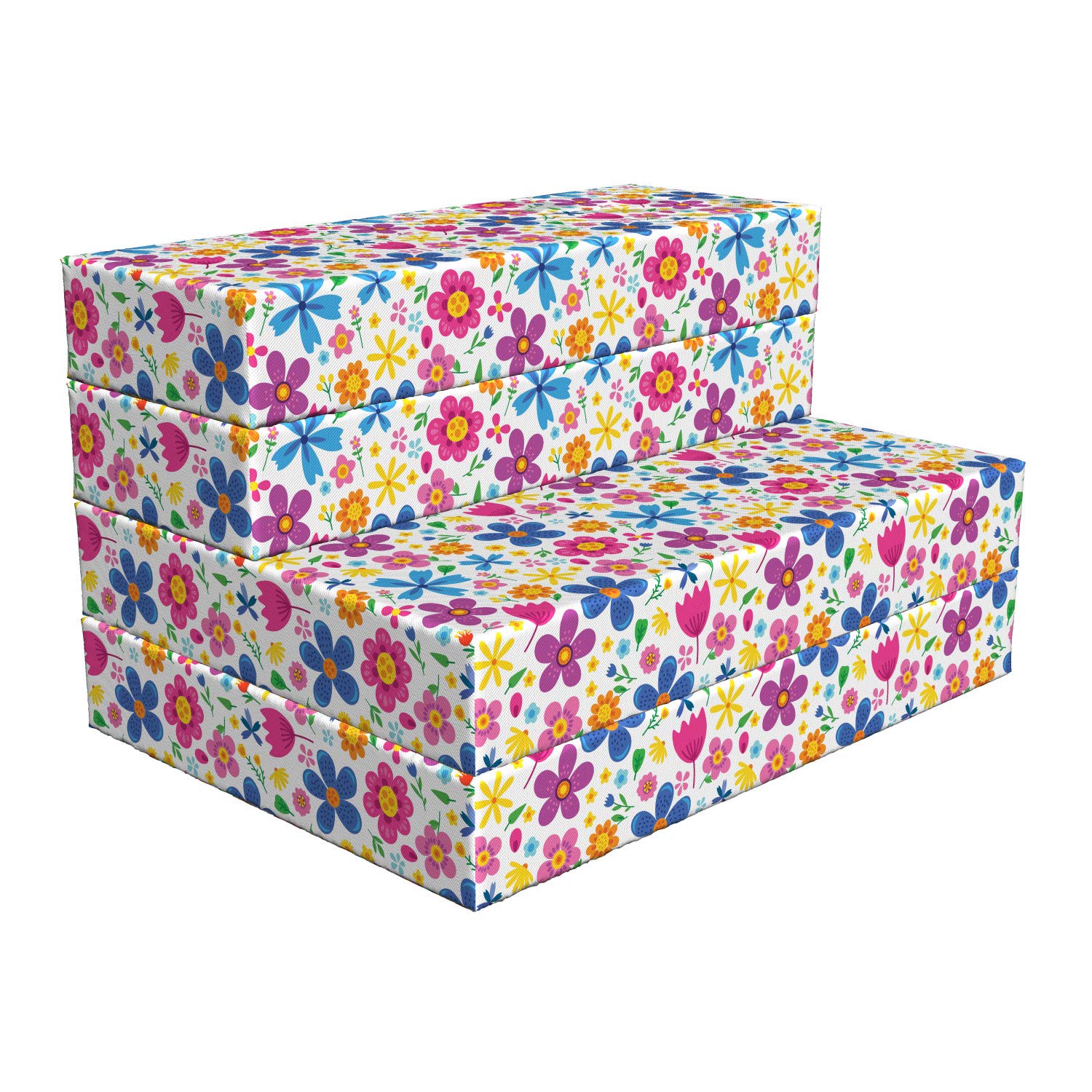 Ambesonne Floral Foldable Mattress - Funny Spring Cartoon Flowers Design, 74.8