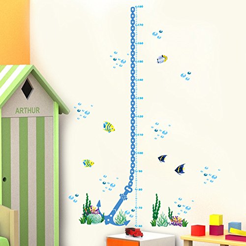 DragonHonor Kids Growth Chart - Cartoon Sea Animals & Fish Wall Sticker for Nursery & Children's Room Decor | Perfect for Baby Room, Playroom & Preschool Classroom