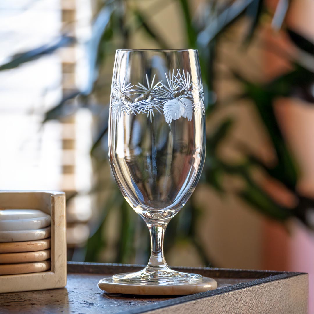 Icy Pine 16oz Footed Iced Tea Glasses - Set of 4 | Shatter-Resistant Glassware for Summer Drinks, Lemonade, and Cocktails | Perfect for Parties, BBQs, and Outdoor Gatherings