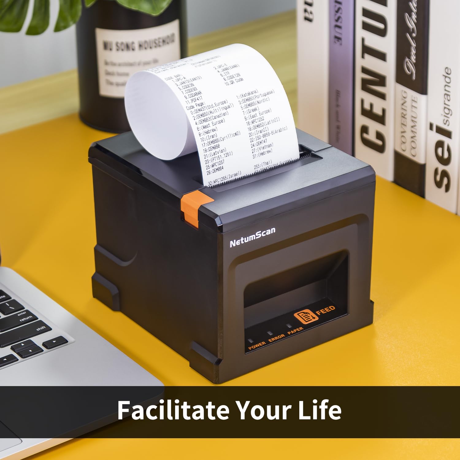 NetumScan 80mm High-Speed Thermal POS Receipt Printer - 300mm/s USB & Ethernet Interface with Auto Cutter - Compatible with Windows/Mac/Linux - Ideal for Restaurants, Retail Stores & Cash Drawer Systems (NS8360L)