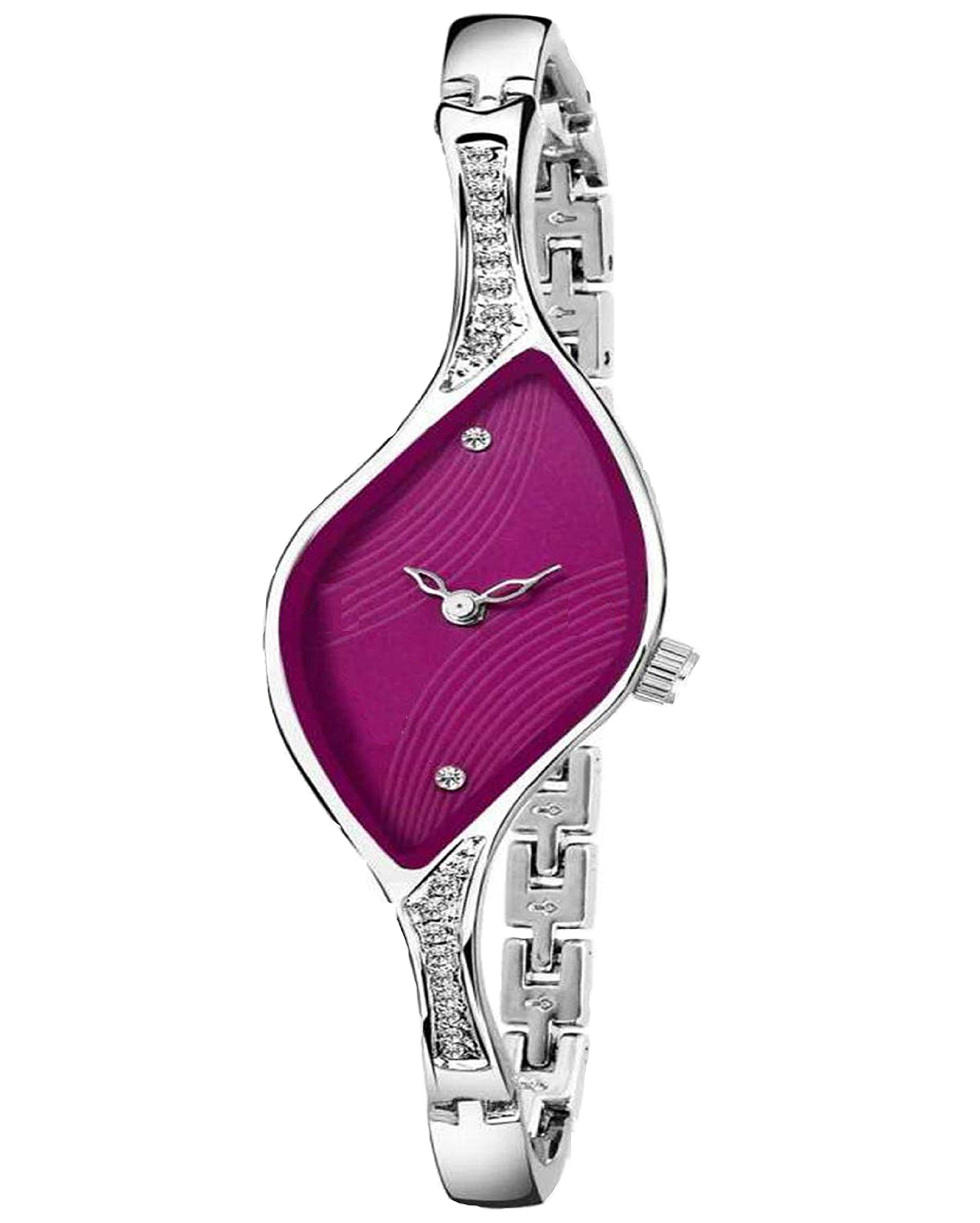 SS Collection Diamond Studded Stainless Steel Bracelet Women's Watch with Purple Dial - Elegant Fashion Accessory for Daily Wear, Office & Special Occasions