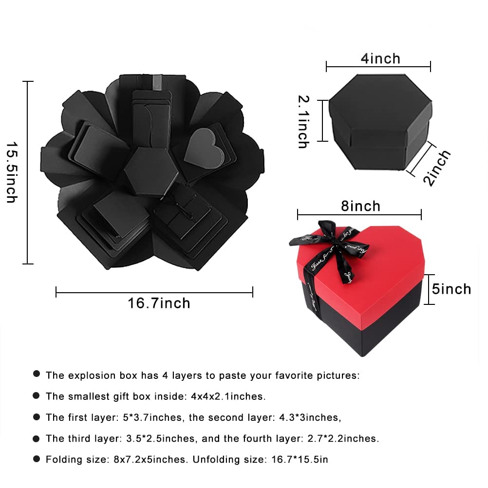 RECUTMS Heart-Shaped Explosion Box - DIY Photo Memory Gift for Girlfriend, Boyfriend, Proposal, Anniversary | Creative Love Scrapbook Album | Perfect for Christmas, Valentine's Day & Special Occasions