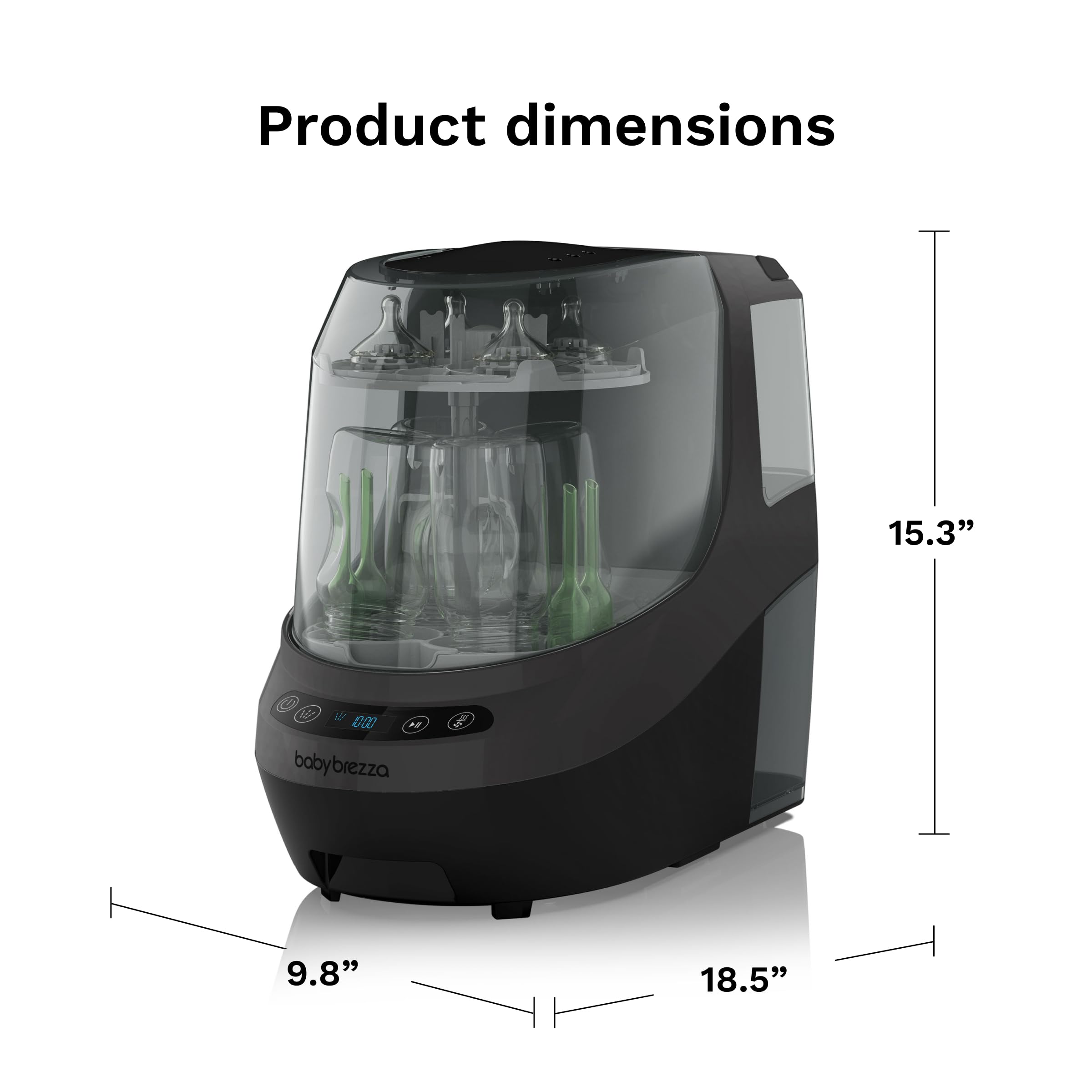 Baby Brezza Bottle Washer Pro - Electric Baby Bottle Sterilizer & Dryer Machine - All-in-One Washer for Bottles, Pump Parts, Sippy Cups - Fast Cleaning & Drying - Perfect for Busy Parents & Daycare Use